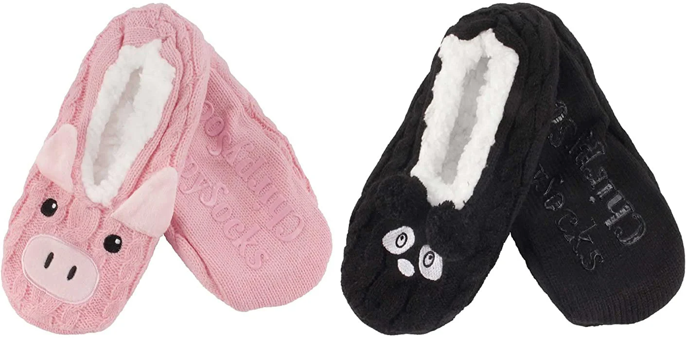 Fuzzy Animal Slippers: 2 Pairs - Image 2