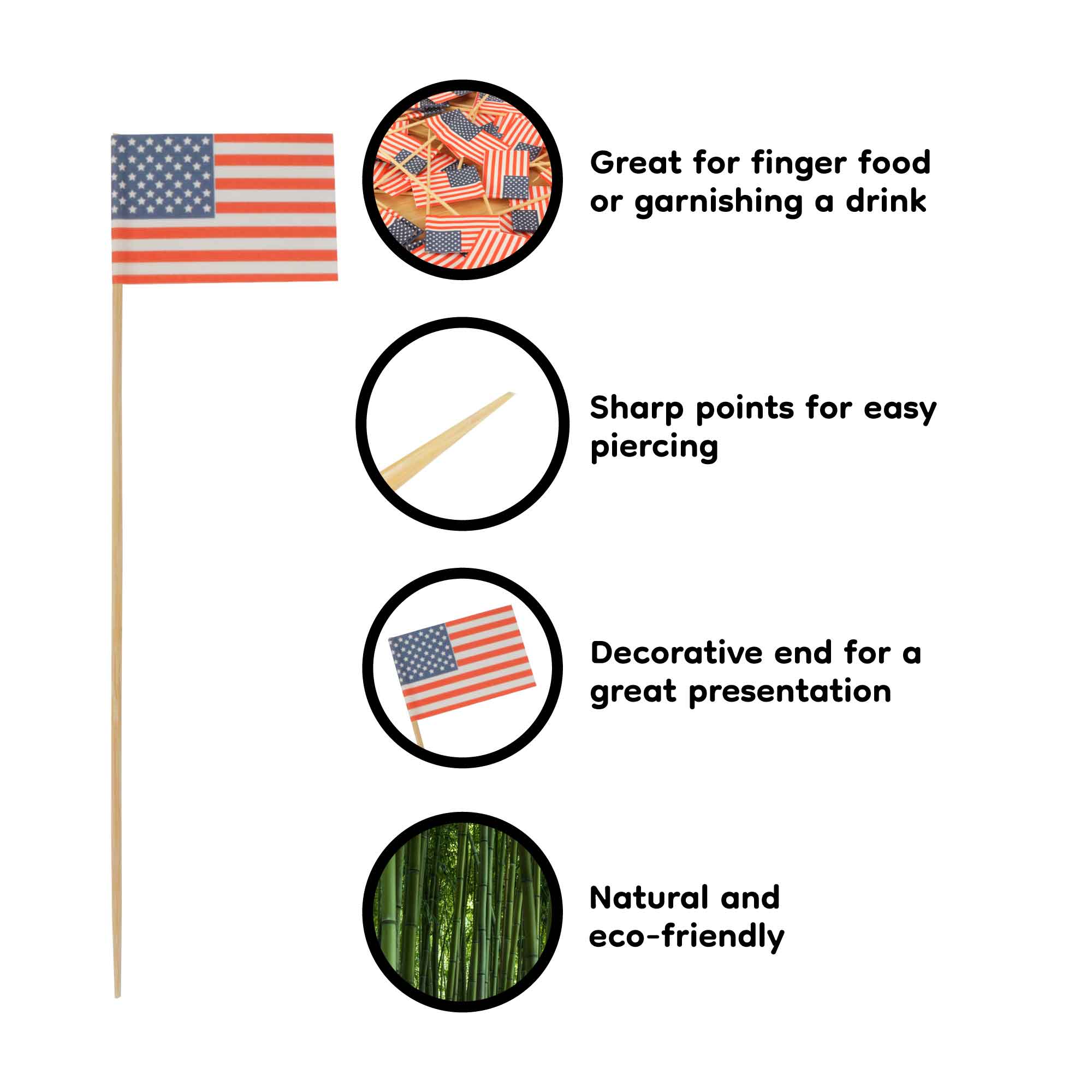 USA Flag Bamboo Food Picks - Image 3