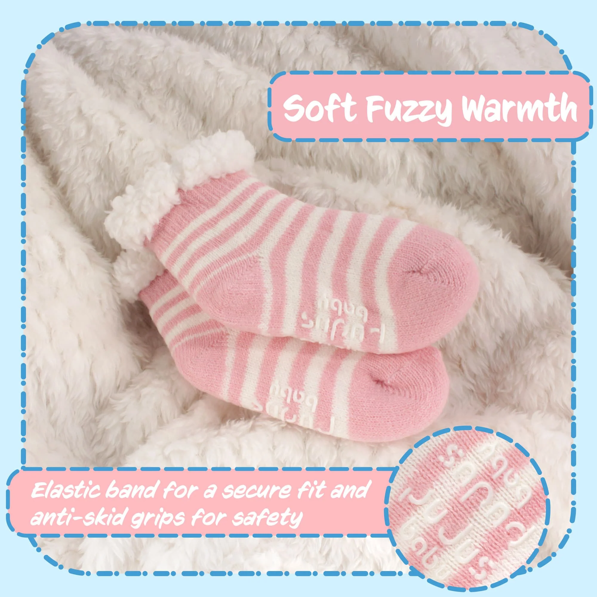Baby Fleece-Lined Knitted Non-Slip Crew Socks - Image 3