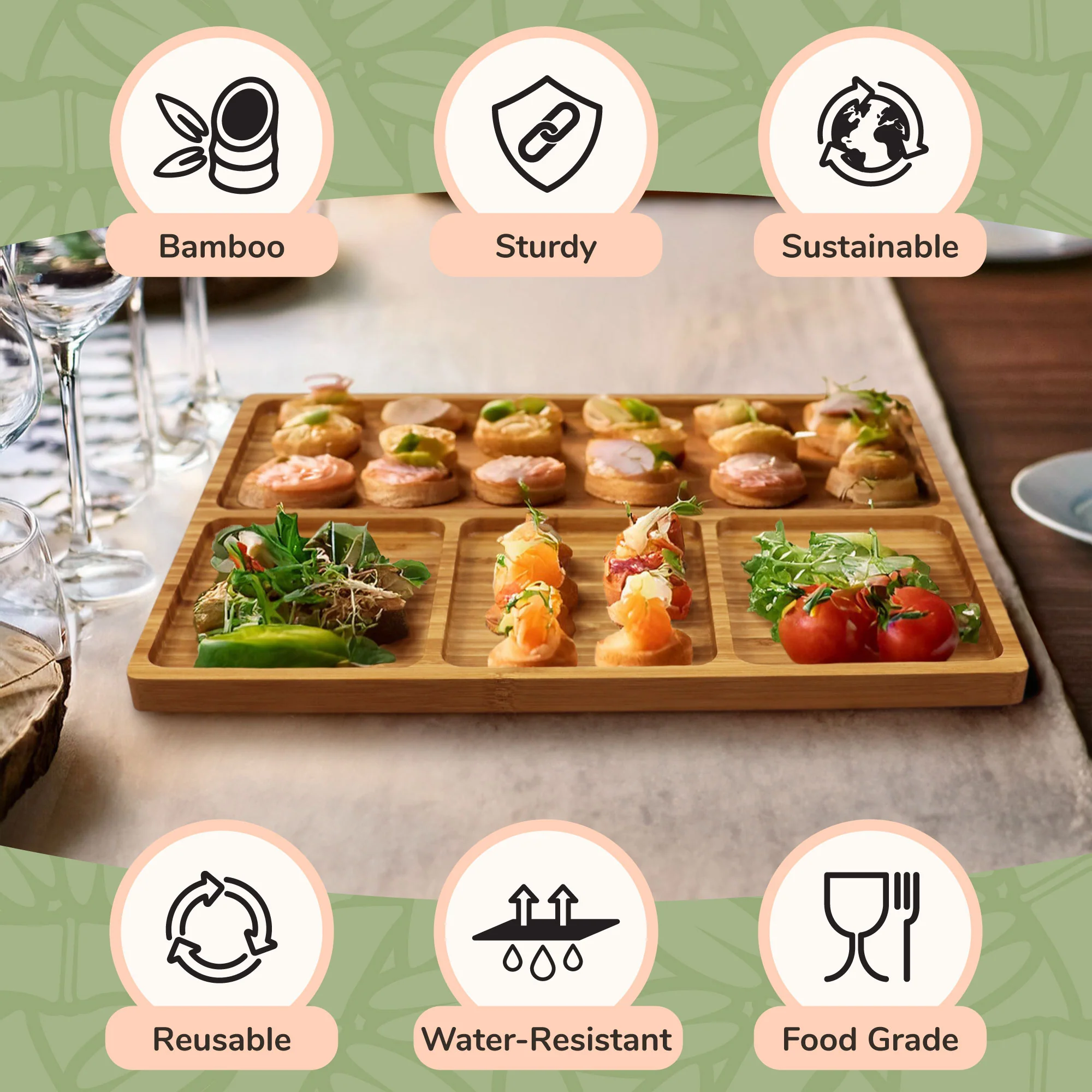 Bamboo Appetizer Party Tray - Image 5