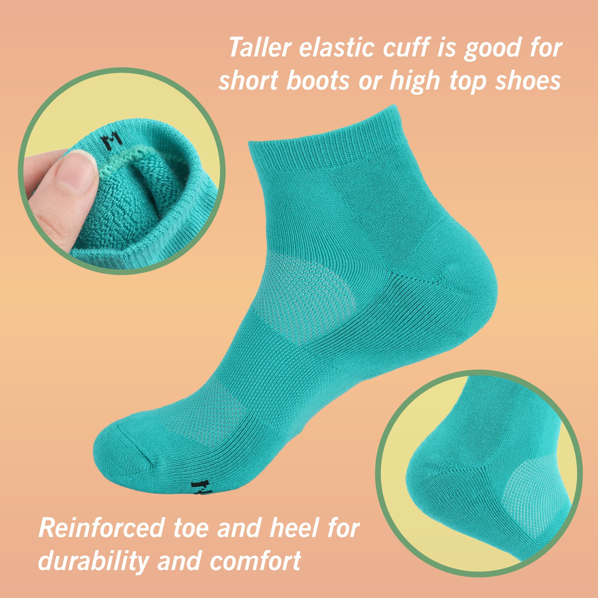 Unisex Quarter Bamboo Athletic Socks: 4 Pairs - Image 4