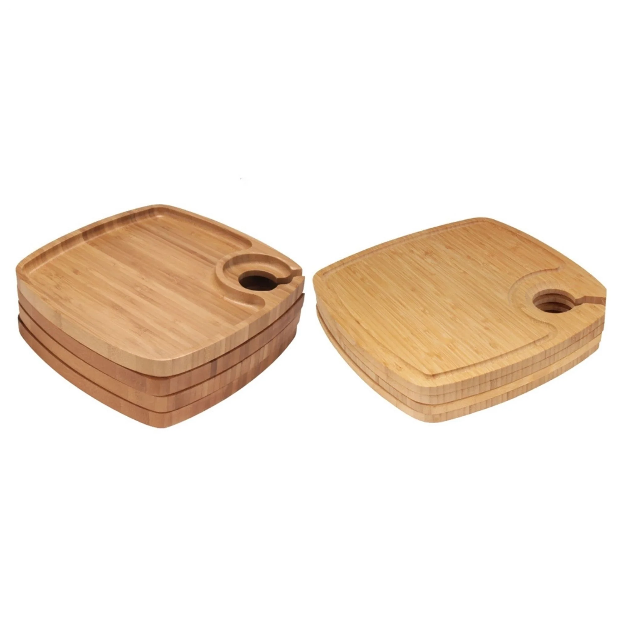 Reusable Bamboo Wine Glass Holder Plates - Image 3