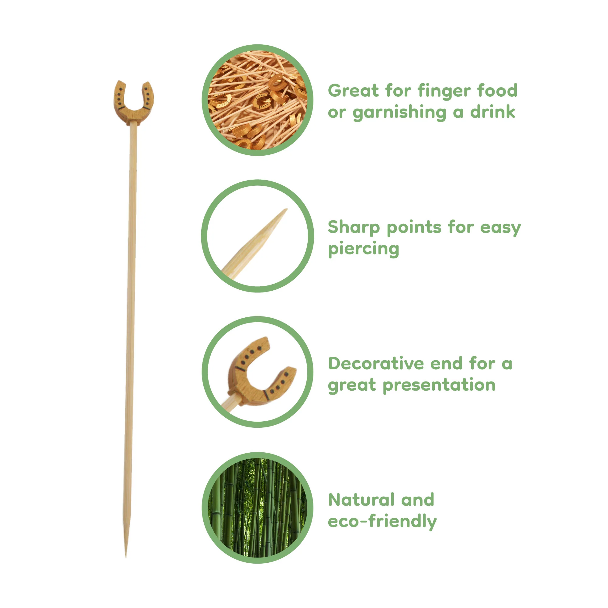 Lucky Golden Horseshoe Bamboo Food Picks - Image 3