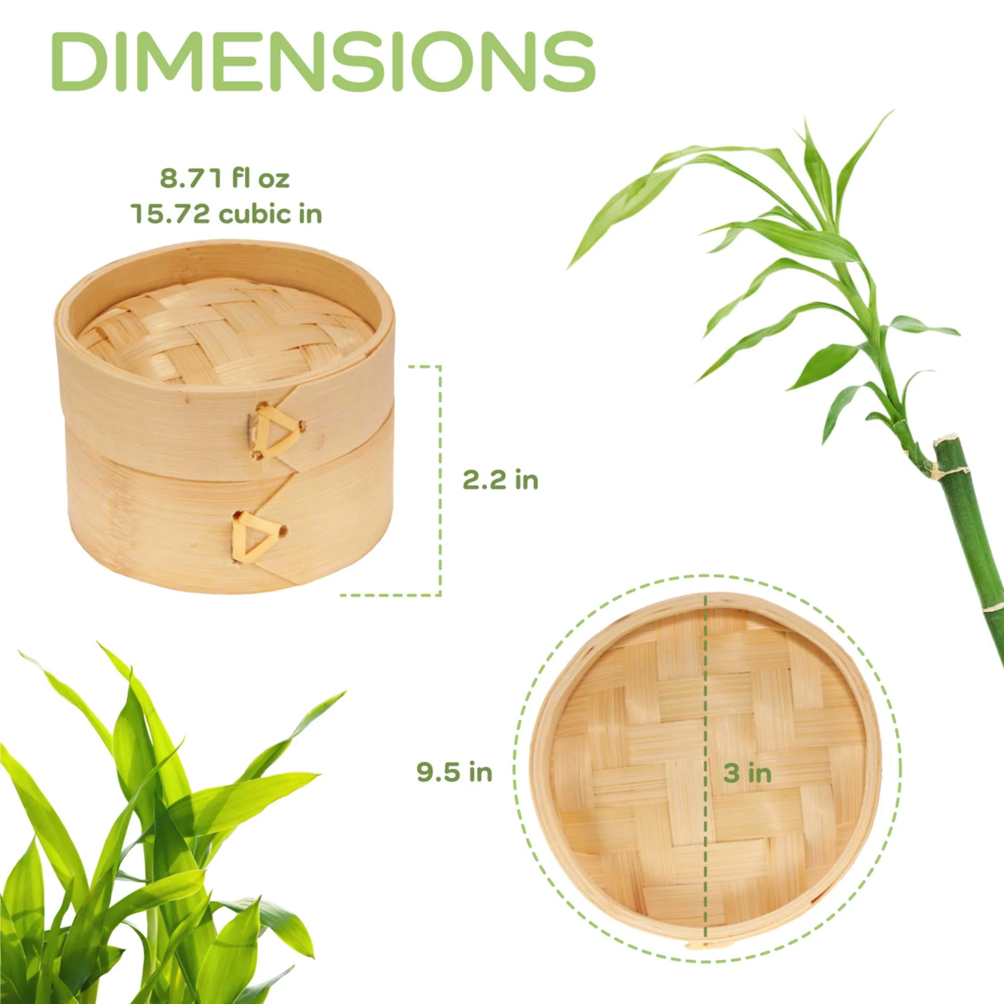 Bamboo Mini Steamer with Lid - Image 3