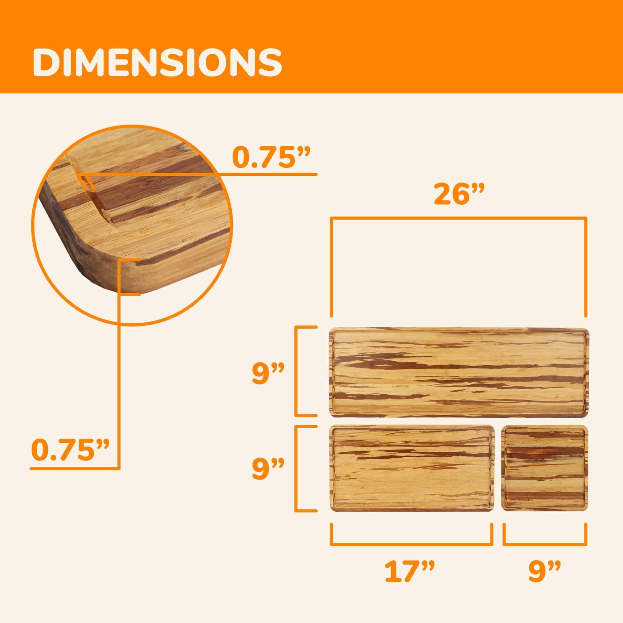 Bamboo Reusable Tiger Stripe Serving Trays - Image 3