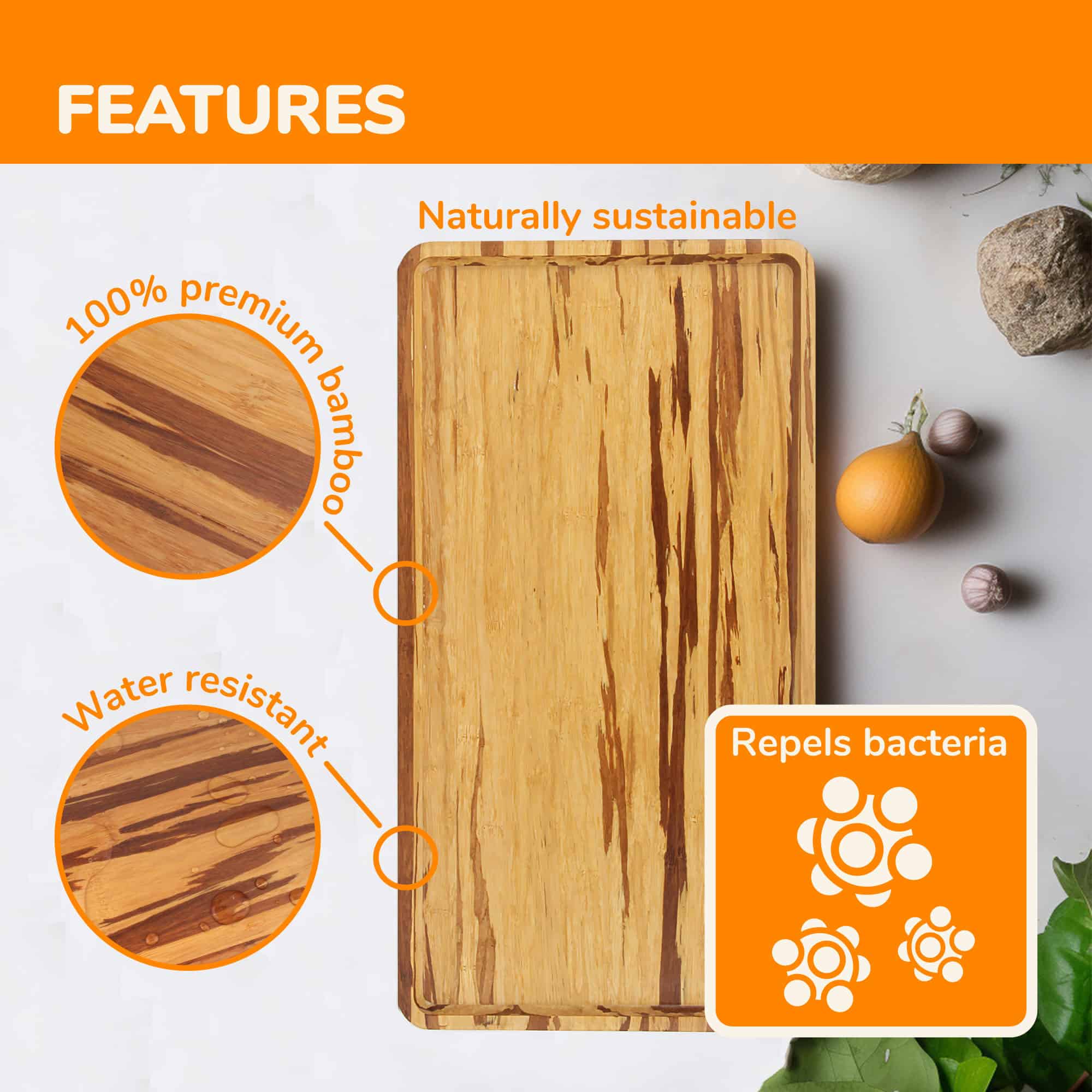 Bamboo Reusable Tiger Stripe Serving Trays - Image 5