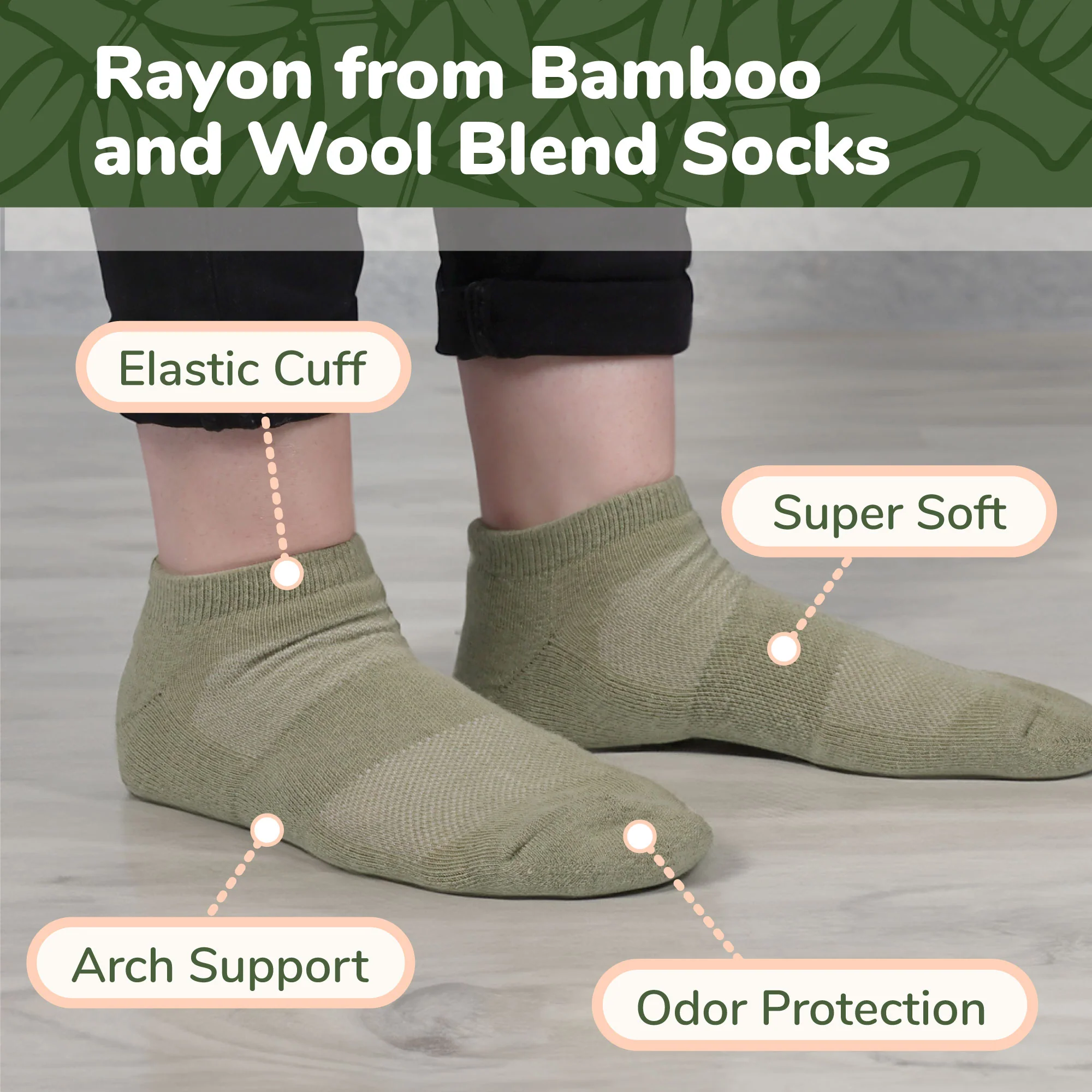 Unisex Bamboo Rayon Wool Blend Athletic Ankle Socks - Image 3