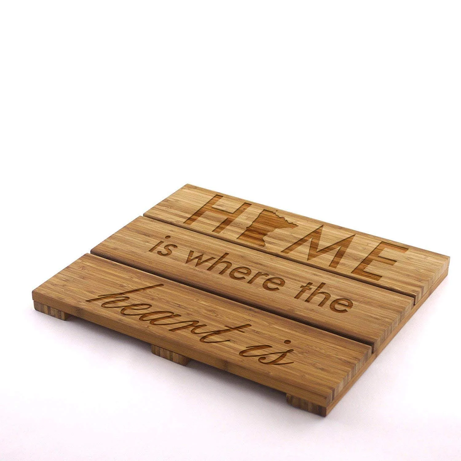 Custom Engraved Raised Bamboo Bath Mat: Home is Where the Heart is - Image 4