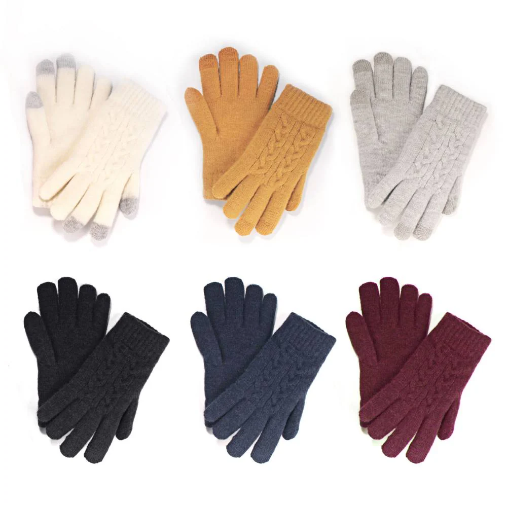 Women's Classic Winter Pom Pom Beanie Hat and Gloves Set - Image 3