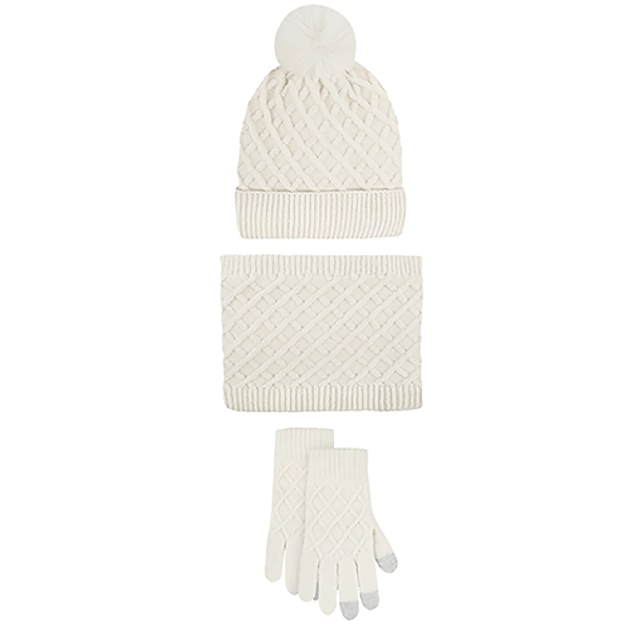 Unisex Winter Pom Pom Hat, Infinity Scarf and Glove Set - Image 10