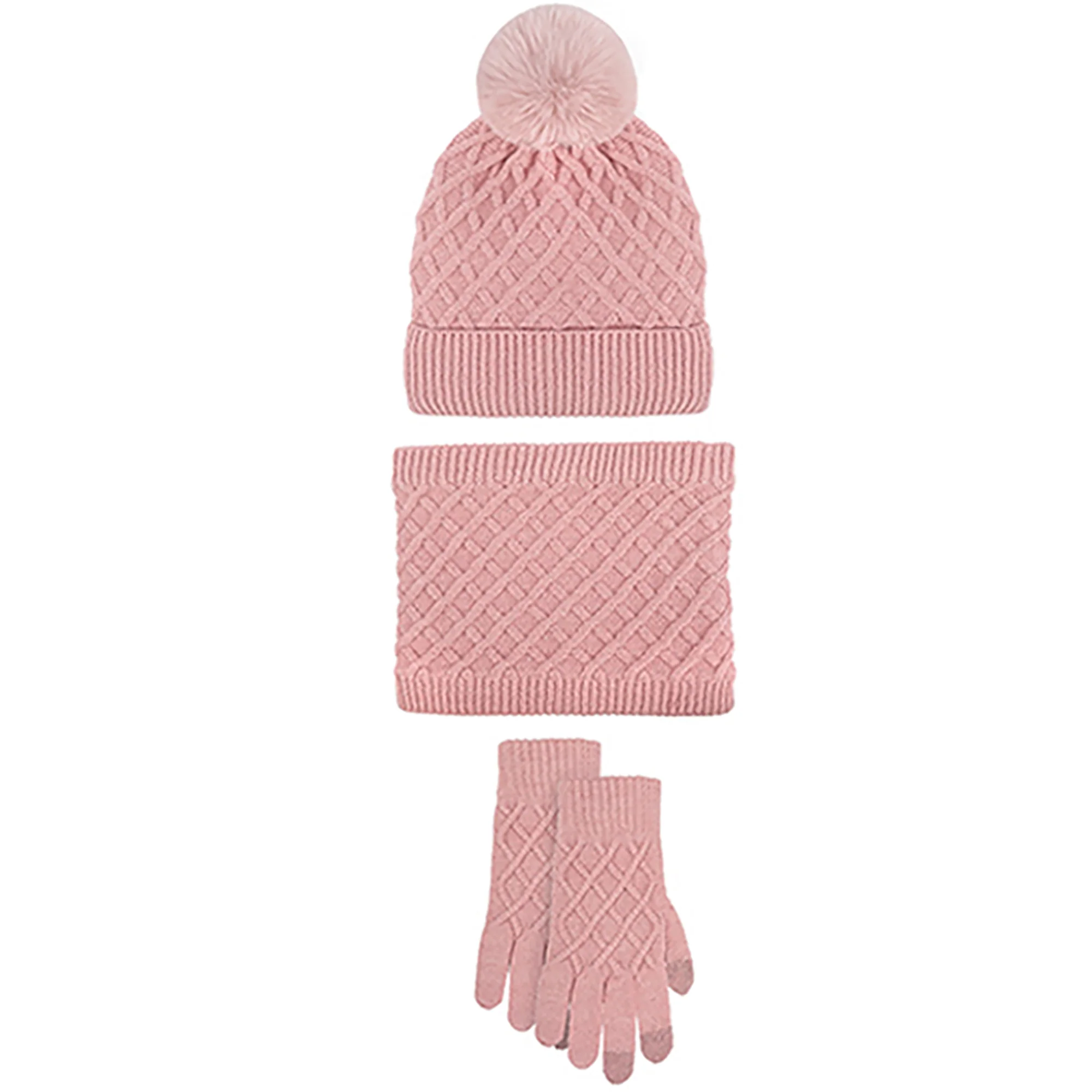 Unisex Winter Pom Pom Hat, Infinity Scarf and Glove Set - Image 11