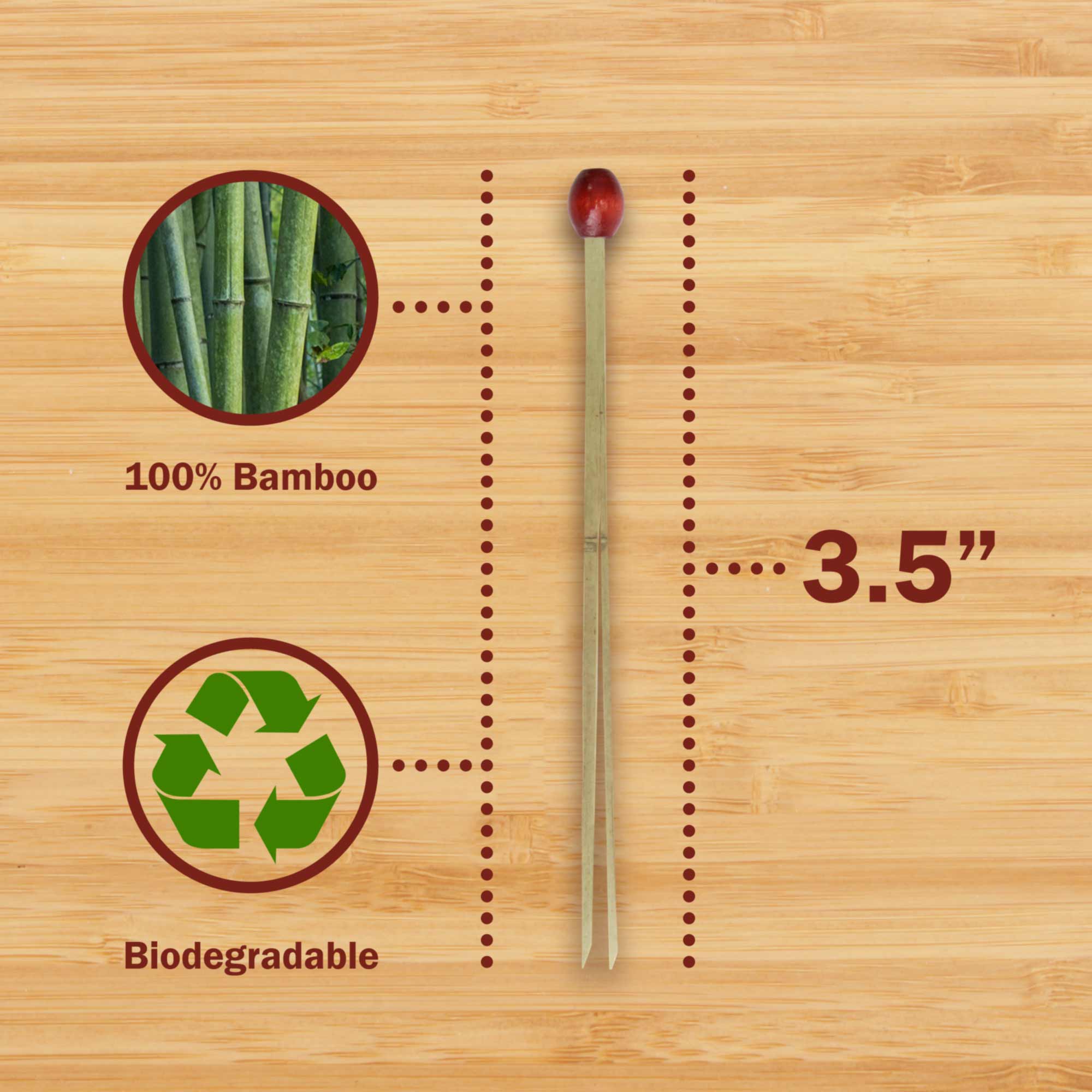 Brown Ball Double Bamboo Food Picks - Image 5