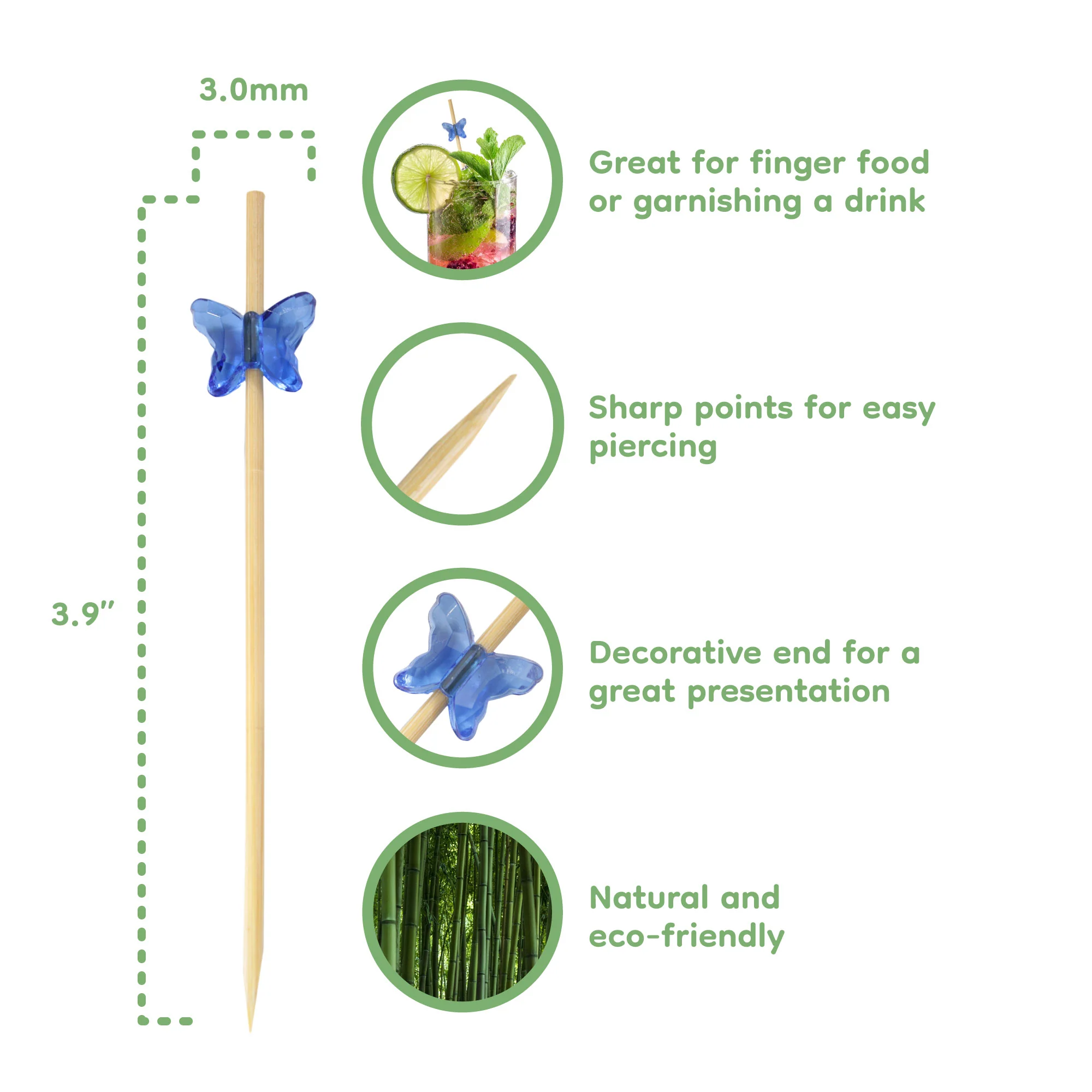 Acrylic Butterfly Bamboo Food Picks - Image 3