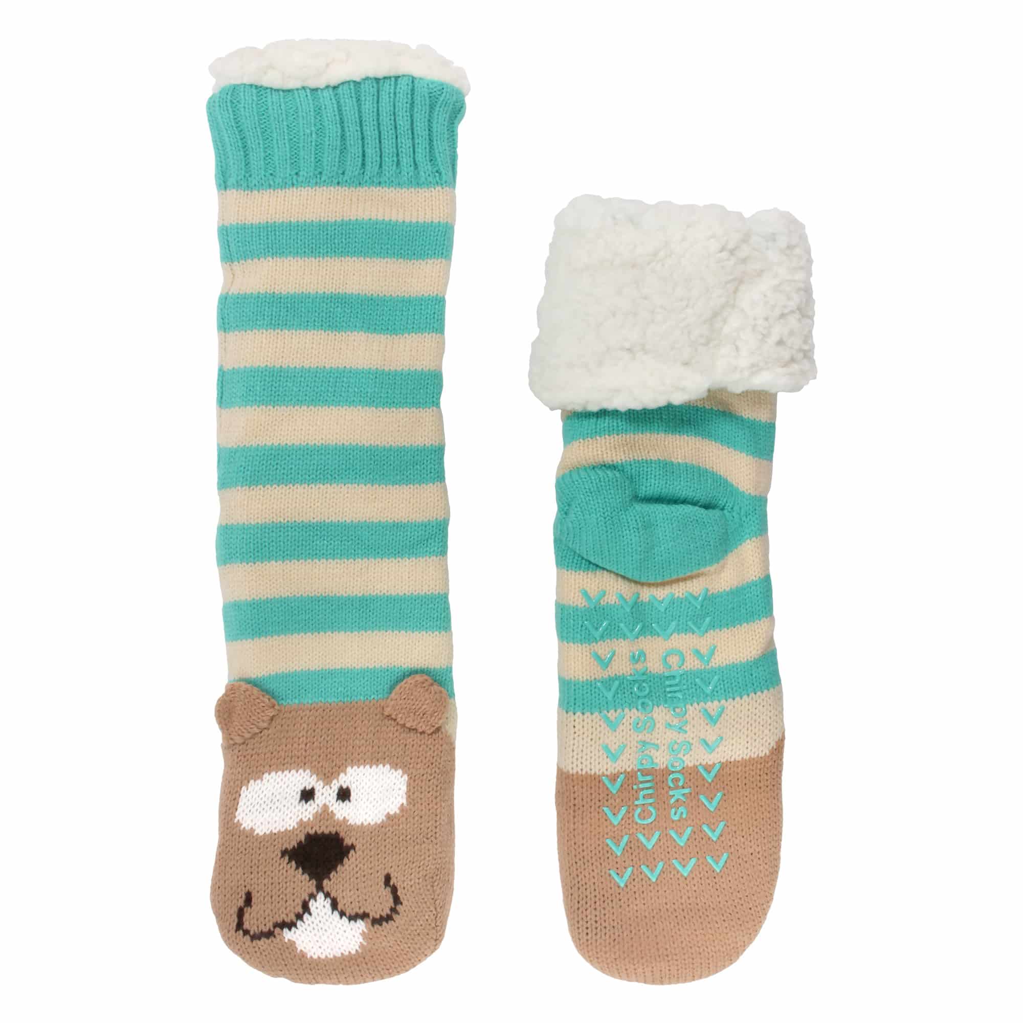 Animal Thermal Fleece-Lined Knitted Non-Slip Crew Socks: 3 Pairs - Image 5