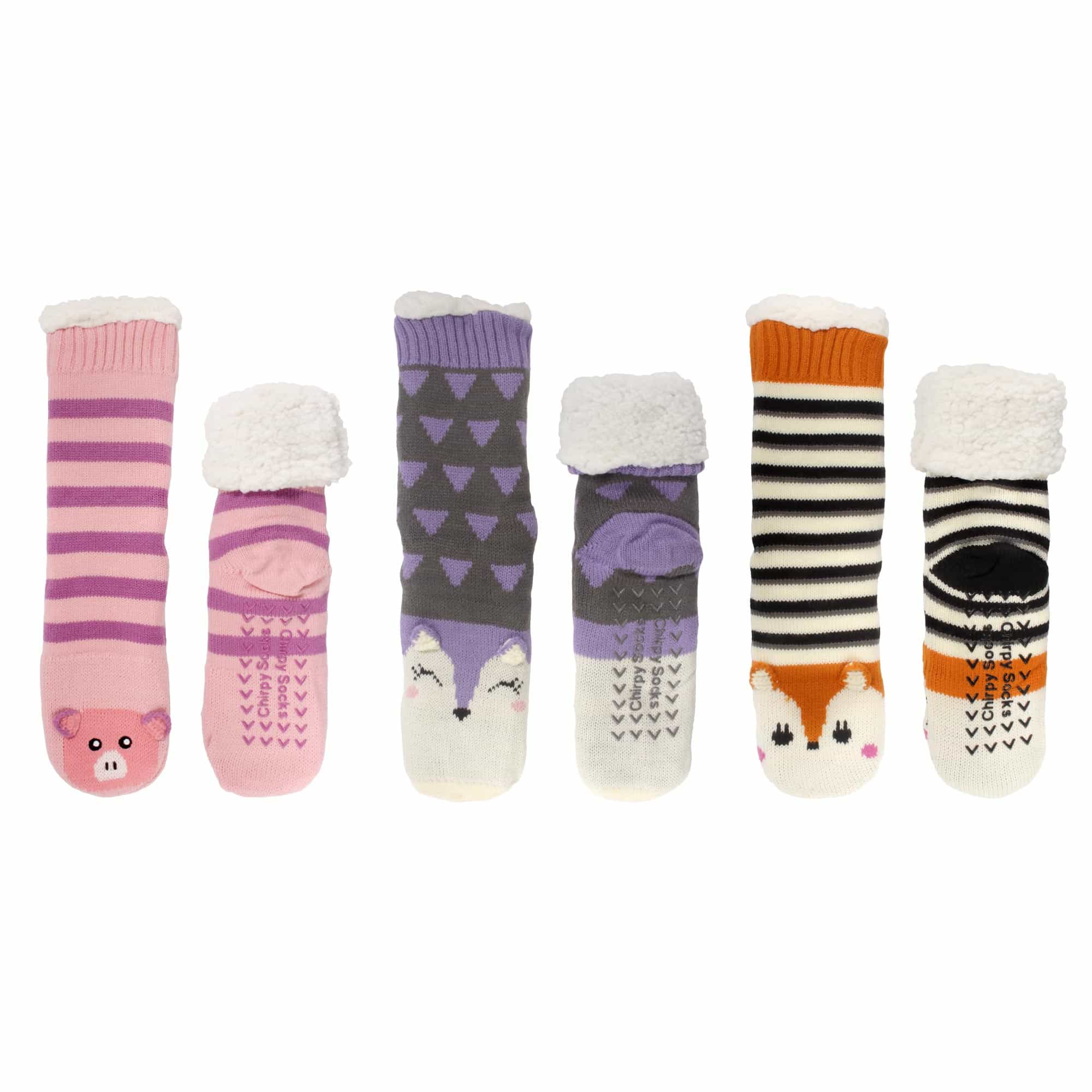 Animal Thermal Fleece-Lined Knitted Non-Slip Crew Socks: 3 Pairs - Image 8