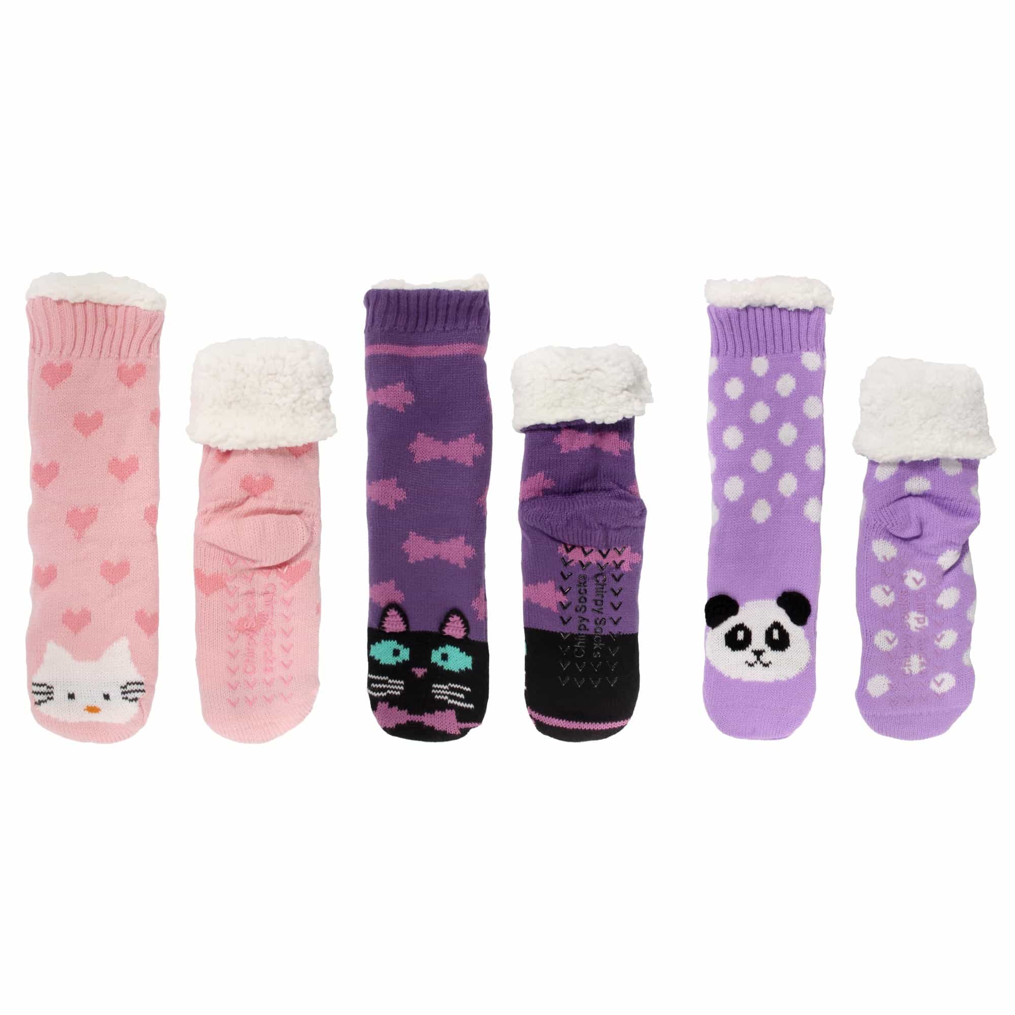 Animal Thermal Fleece-Lined Knitted Non-Slip Crew Socks: 3 Pairs - Image 9