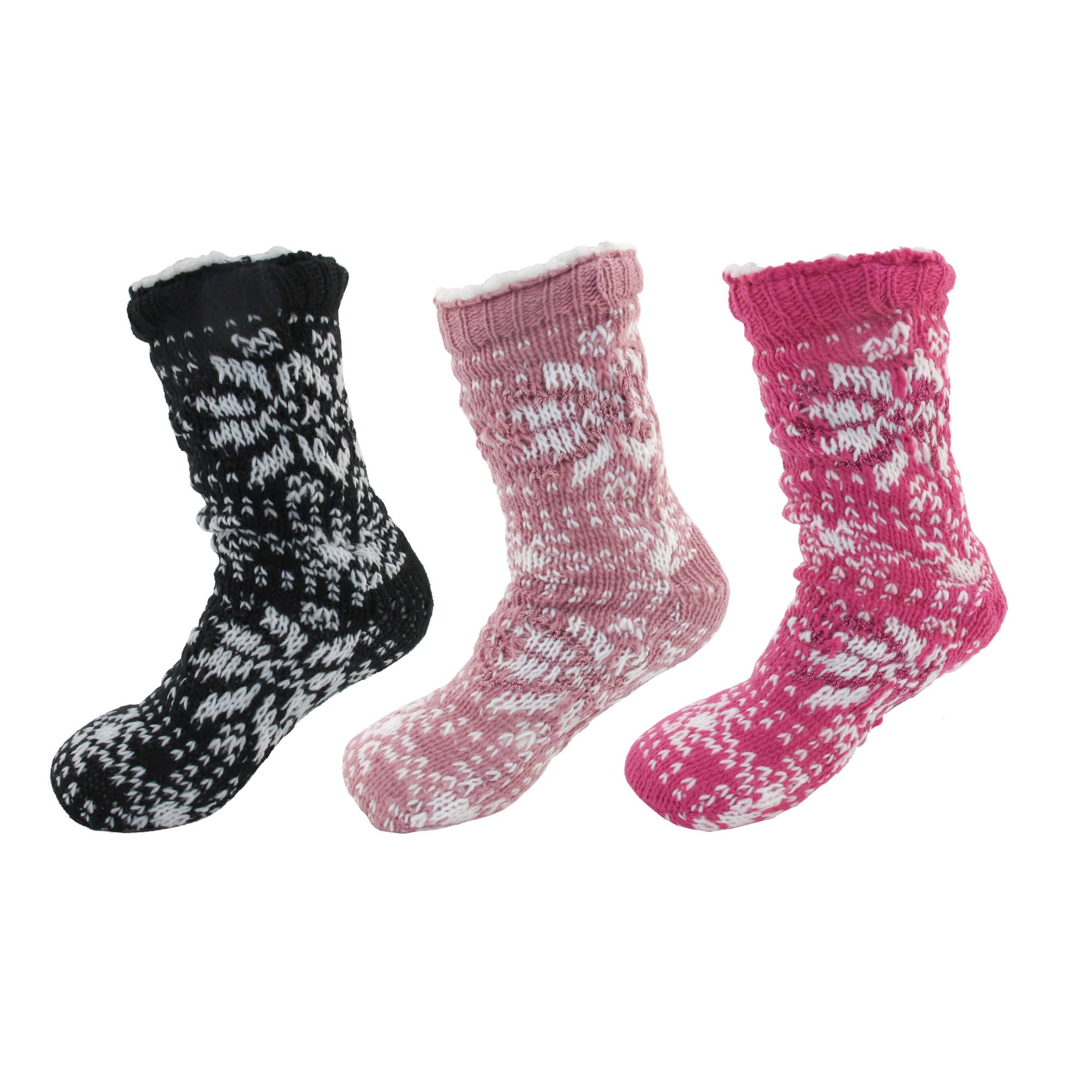 Thermal Fleece-Lined Knitted Non-Slip Crew Socks: 3 Pairs - Image 10