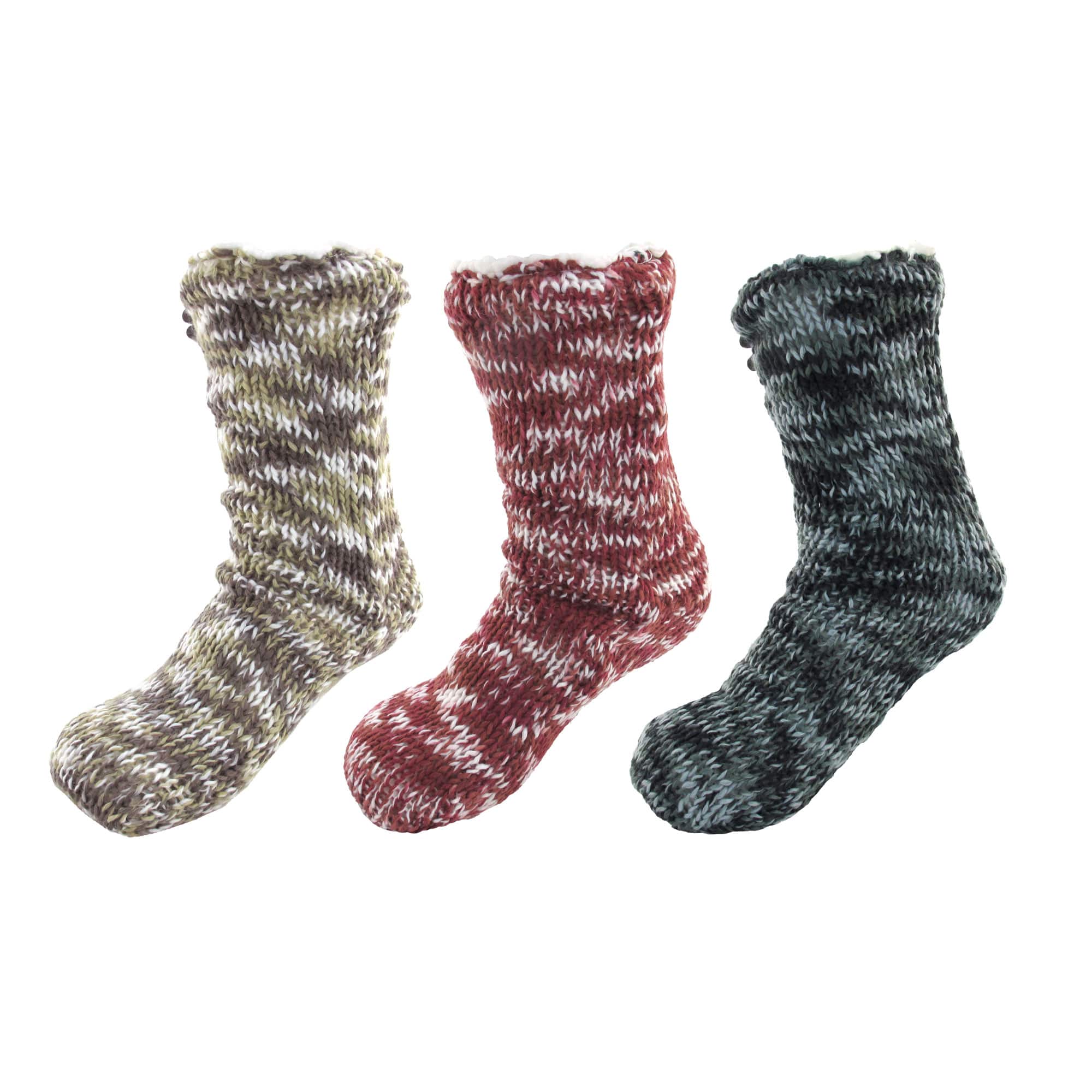 Thermal Fleece-Lined Knitted Non-Slip Crew Socks: 3 Pairs - Image 12