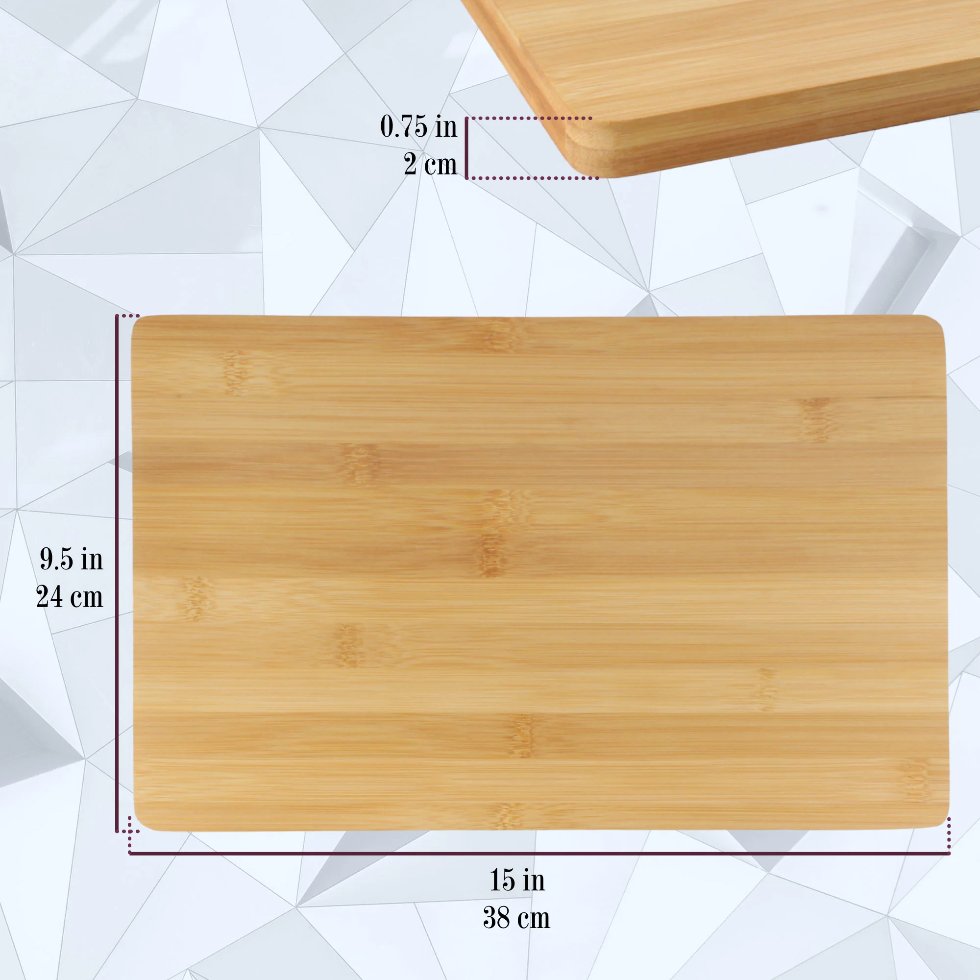 Bamboo Cutting Boards 15" x 9.5" x 0.75" - 3 Styles - Image 3