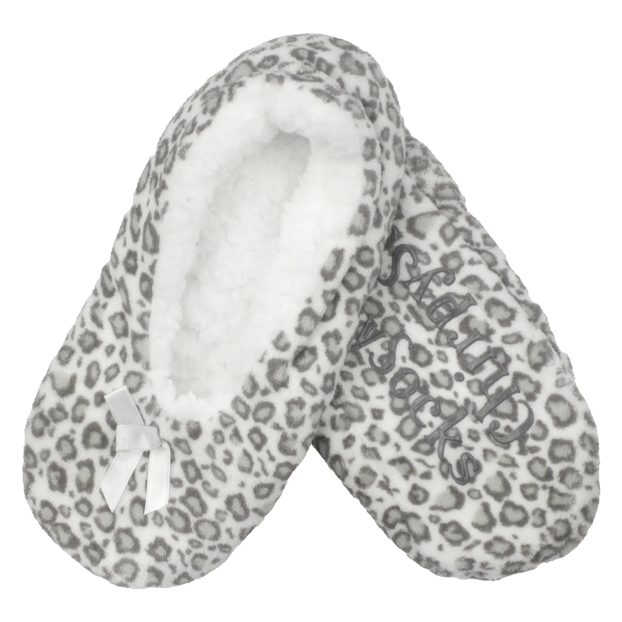 Women's Cheetah Print Non-Slip Lined Slipper Socks: 1 Pair - Image 8