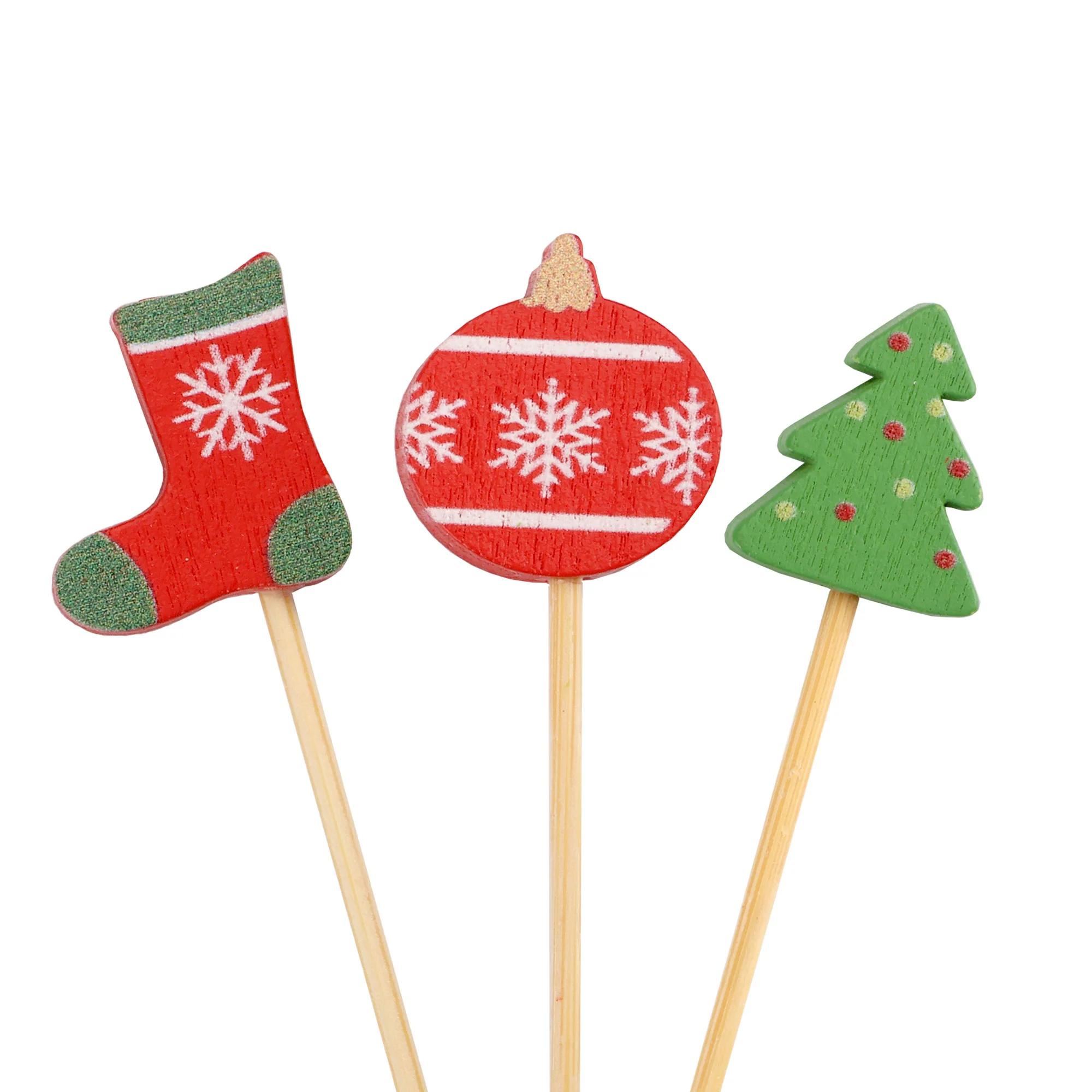 Christmas Decorations Bamboo Food Picks