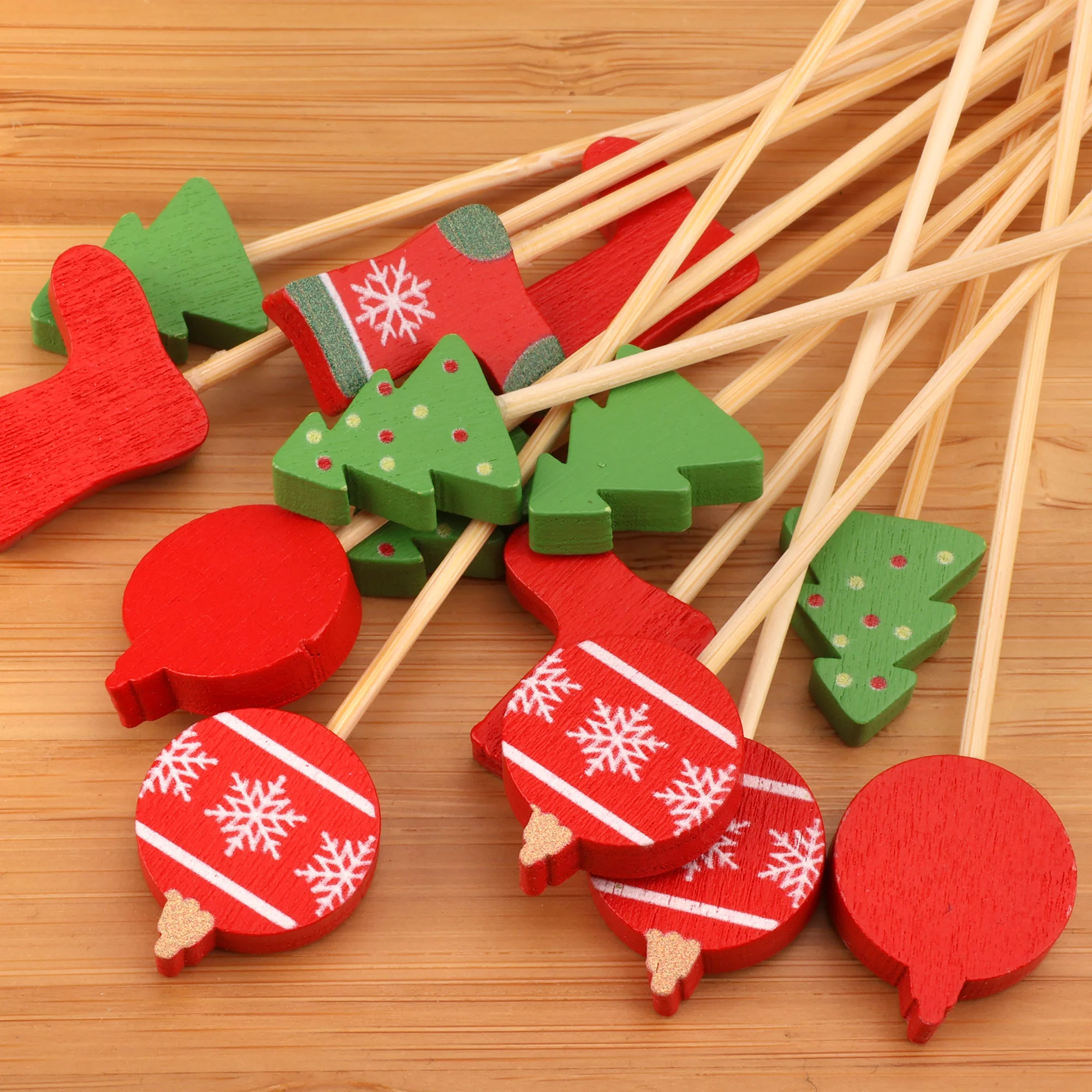Christmas Decorations Bamboo Food Picks - Image 4