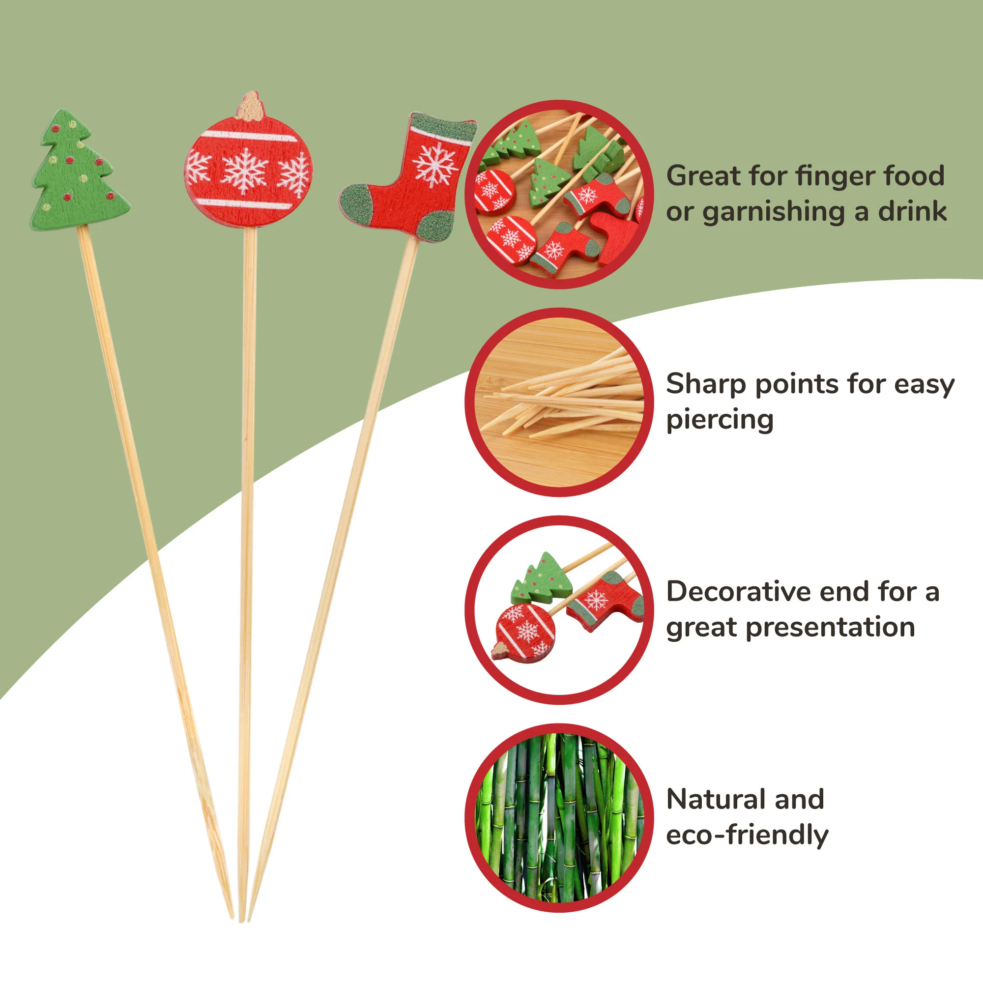 Christmas Decorations Bamboo Food Picks - Image 5