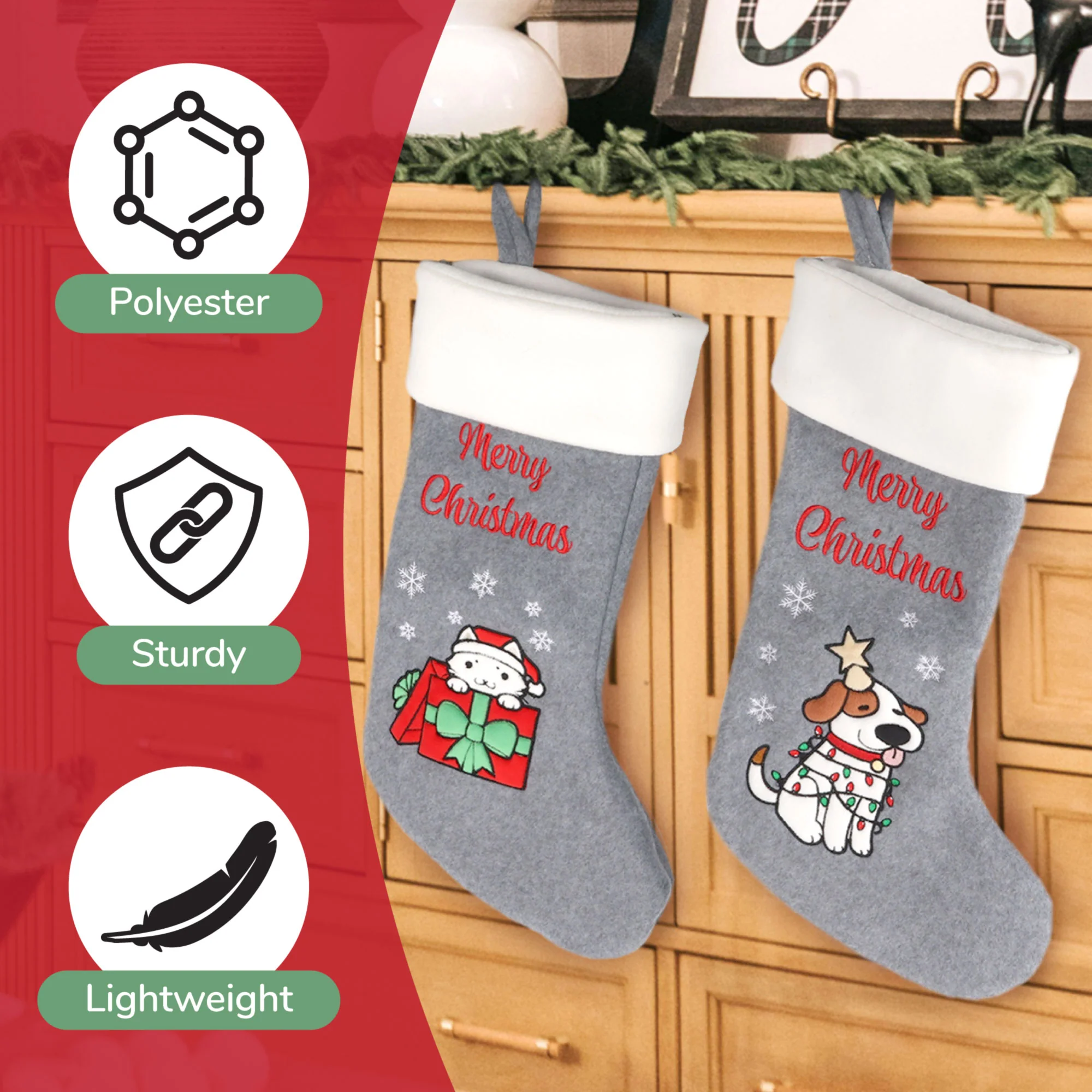 Hand-Embroidered Christmas Stockings - Image 3