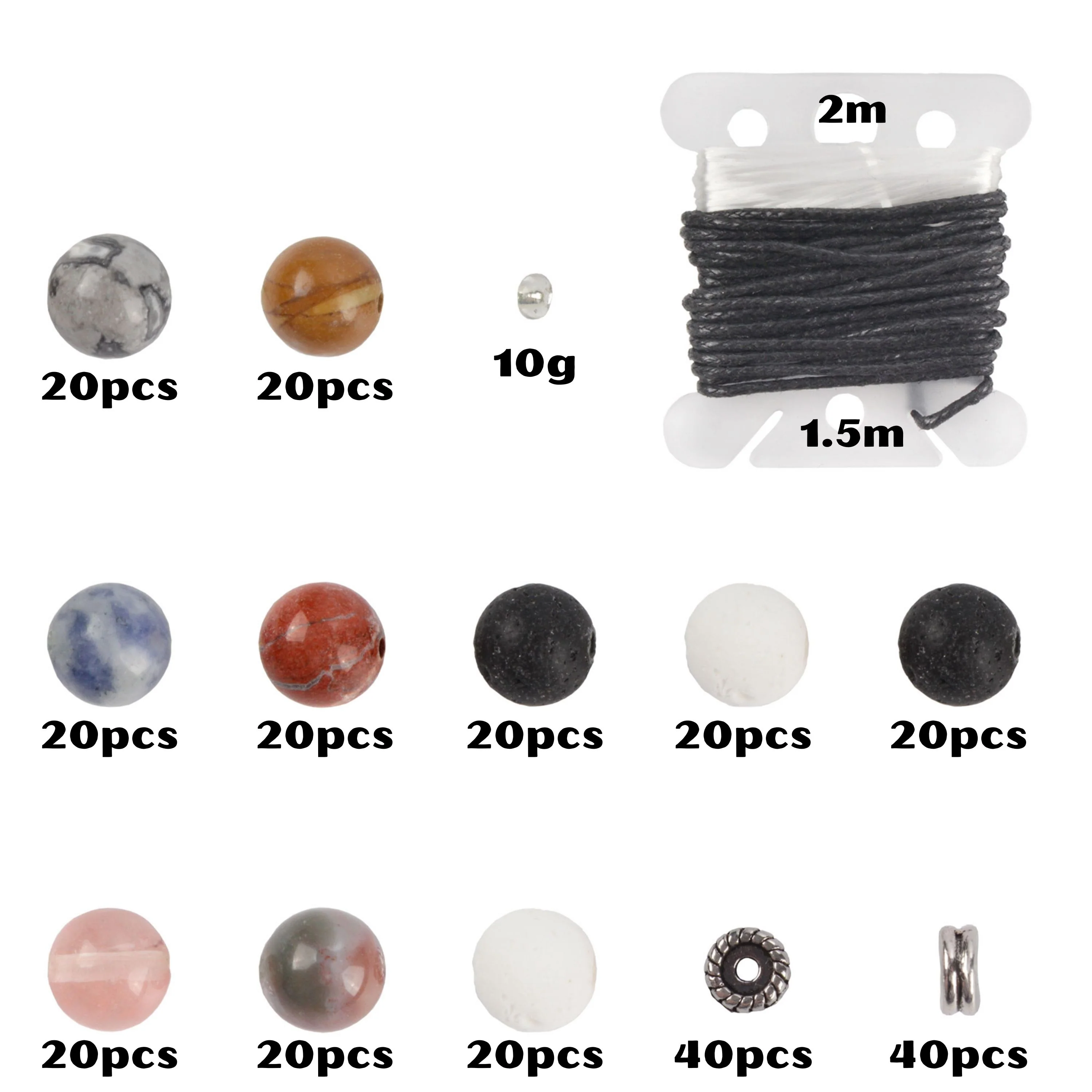 600pc Bead Kits - Stone, Beads, Alloy - Image 9