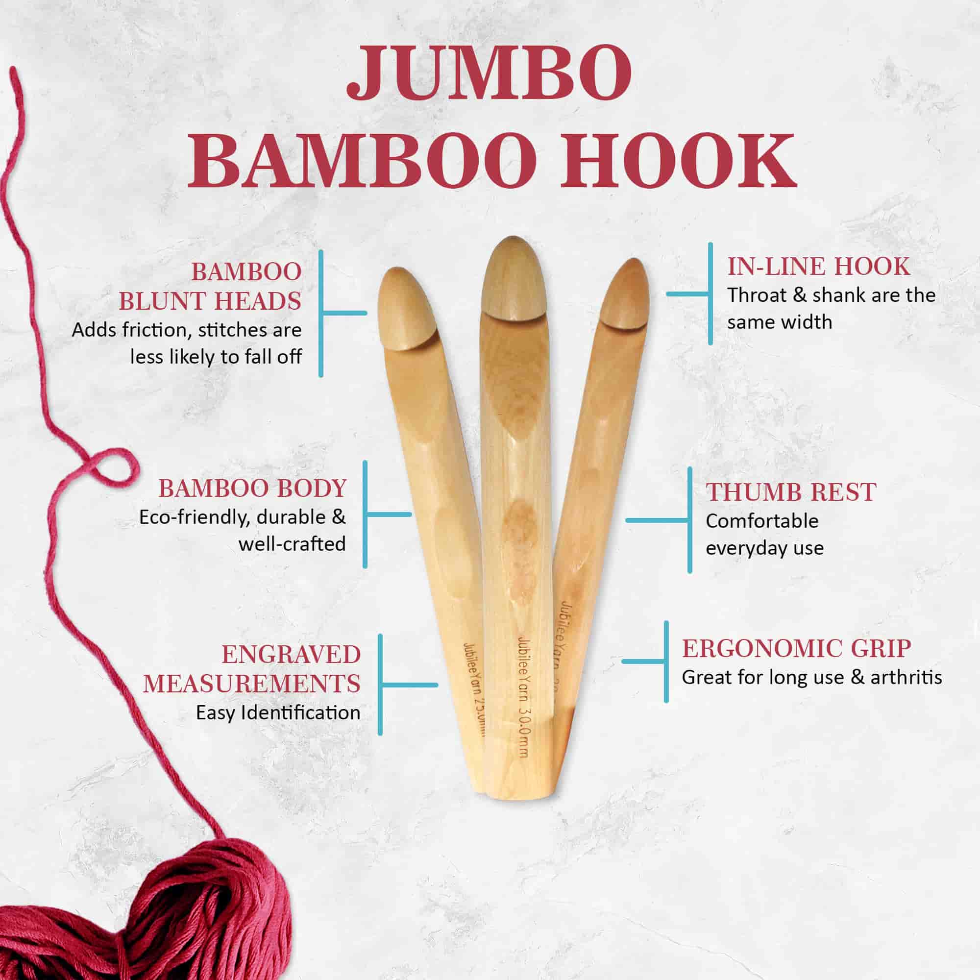 Jumbo Bamboo Crochet Hooks - Image 3