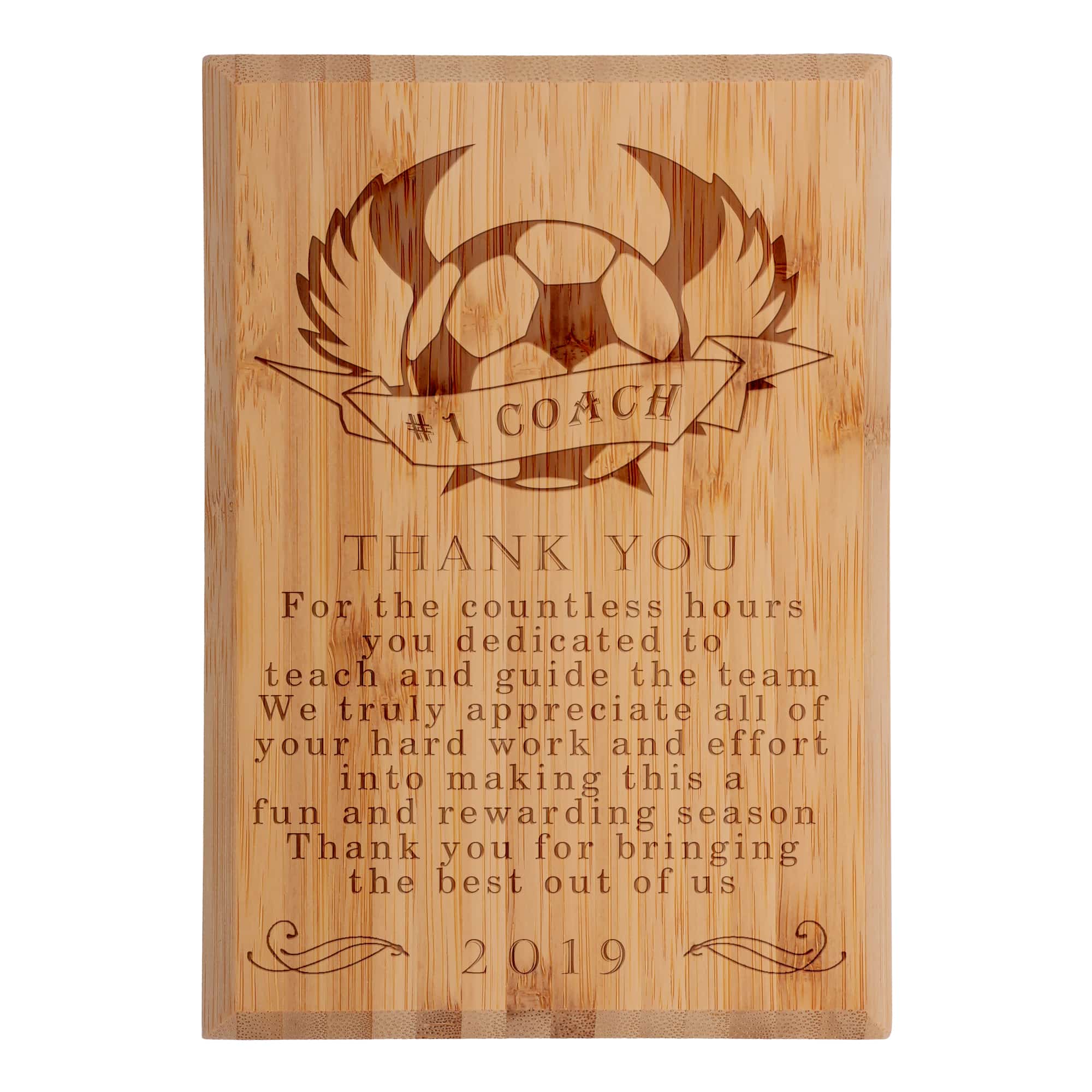 Coach Thank You Custom Engraved Bamboo Plaque - Image 10