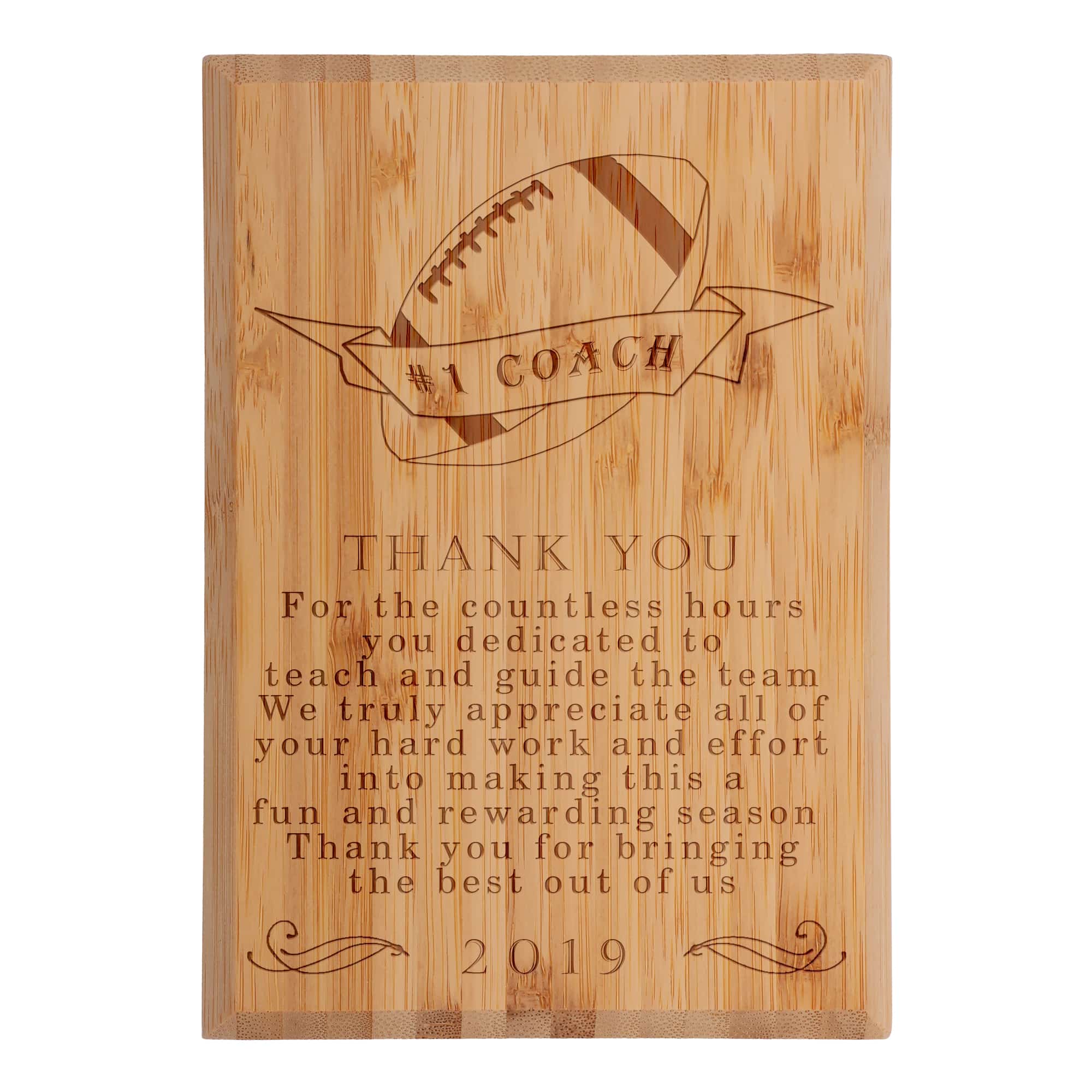 Coach Thank You Custom Engraved Bamboo Plaque - Image 8