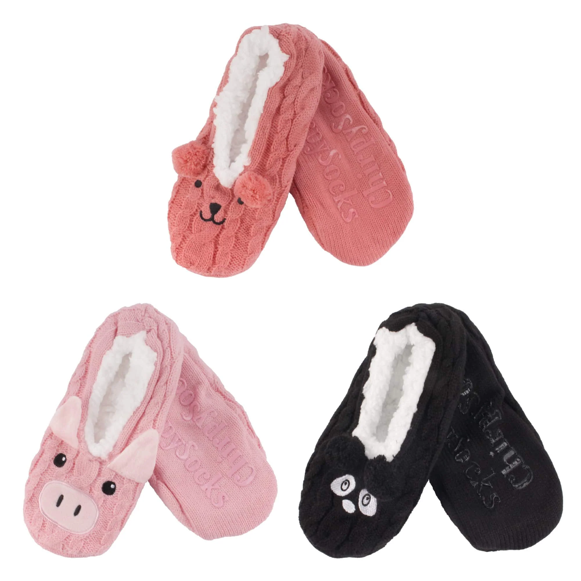 Animal Non-Slip Lined Slippers Socks, Assortment Pack 3 Pair - Image 10