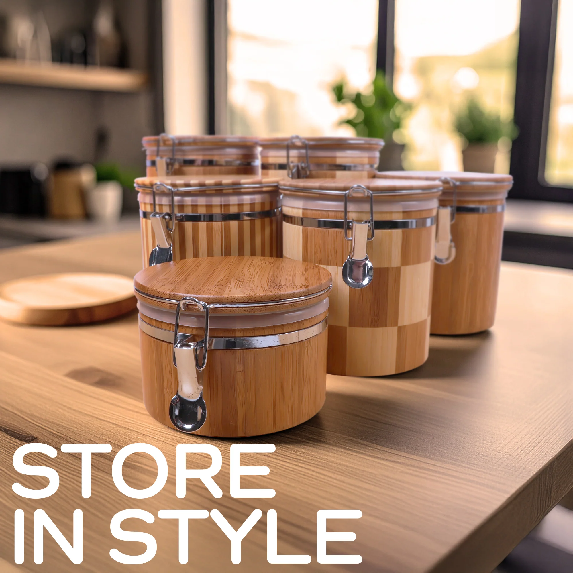 Hinged Cylindrical Large Bamboo Containers - Image 6