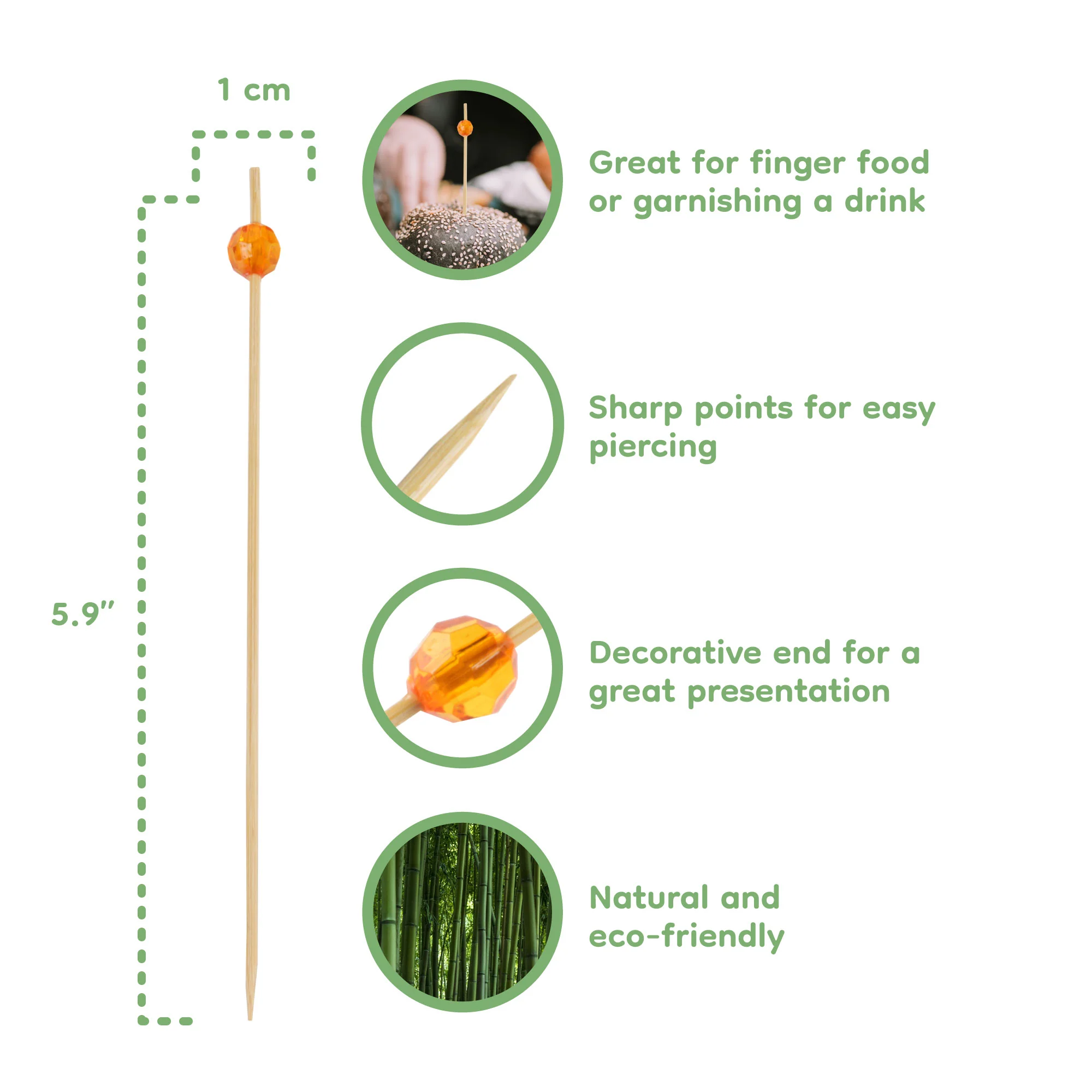 Circle Diamond Bamboo Food Picks - Image 3