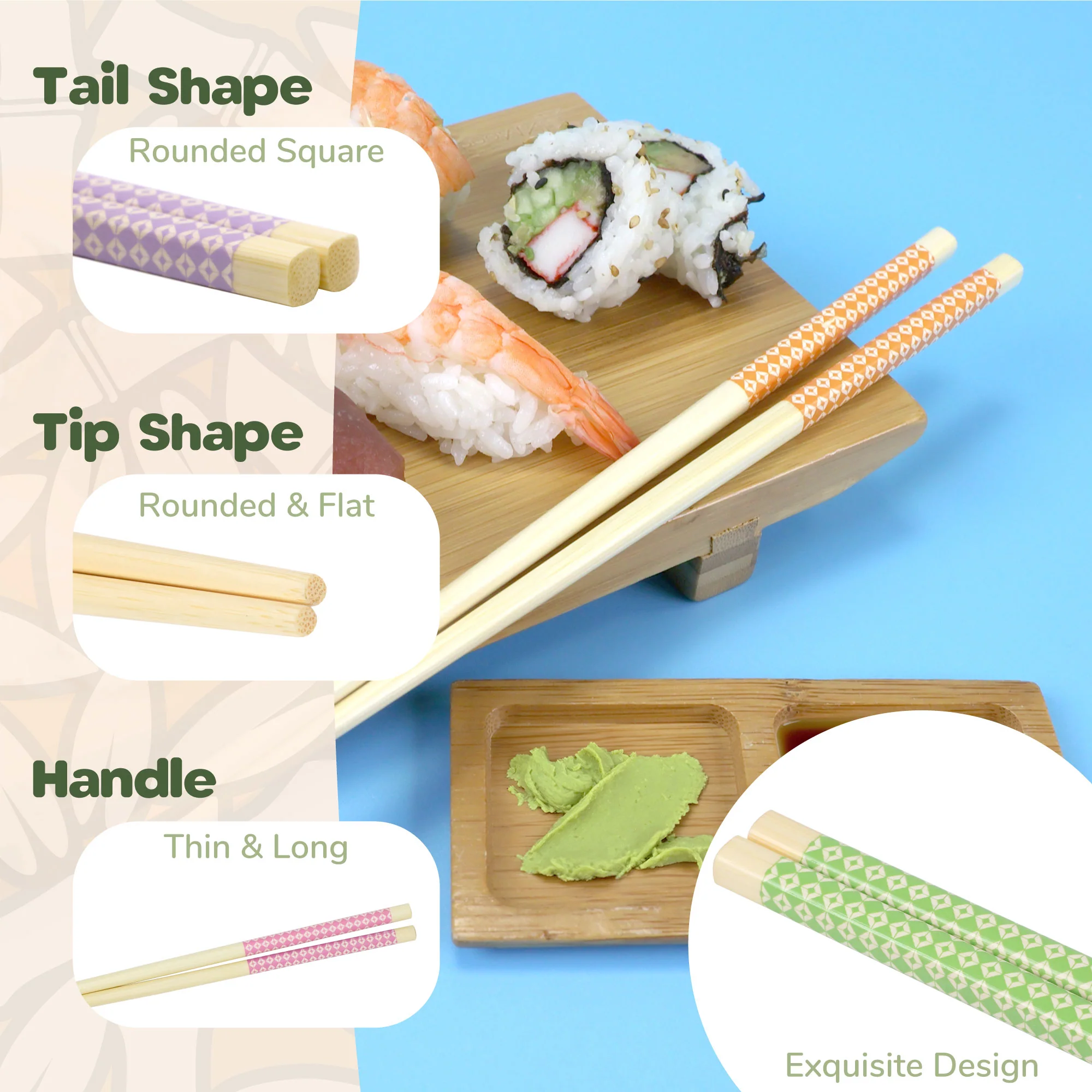 Diamond & Checker Pattern Chopsticks - Image 6