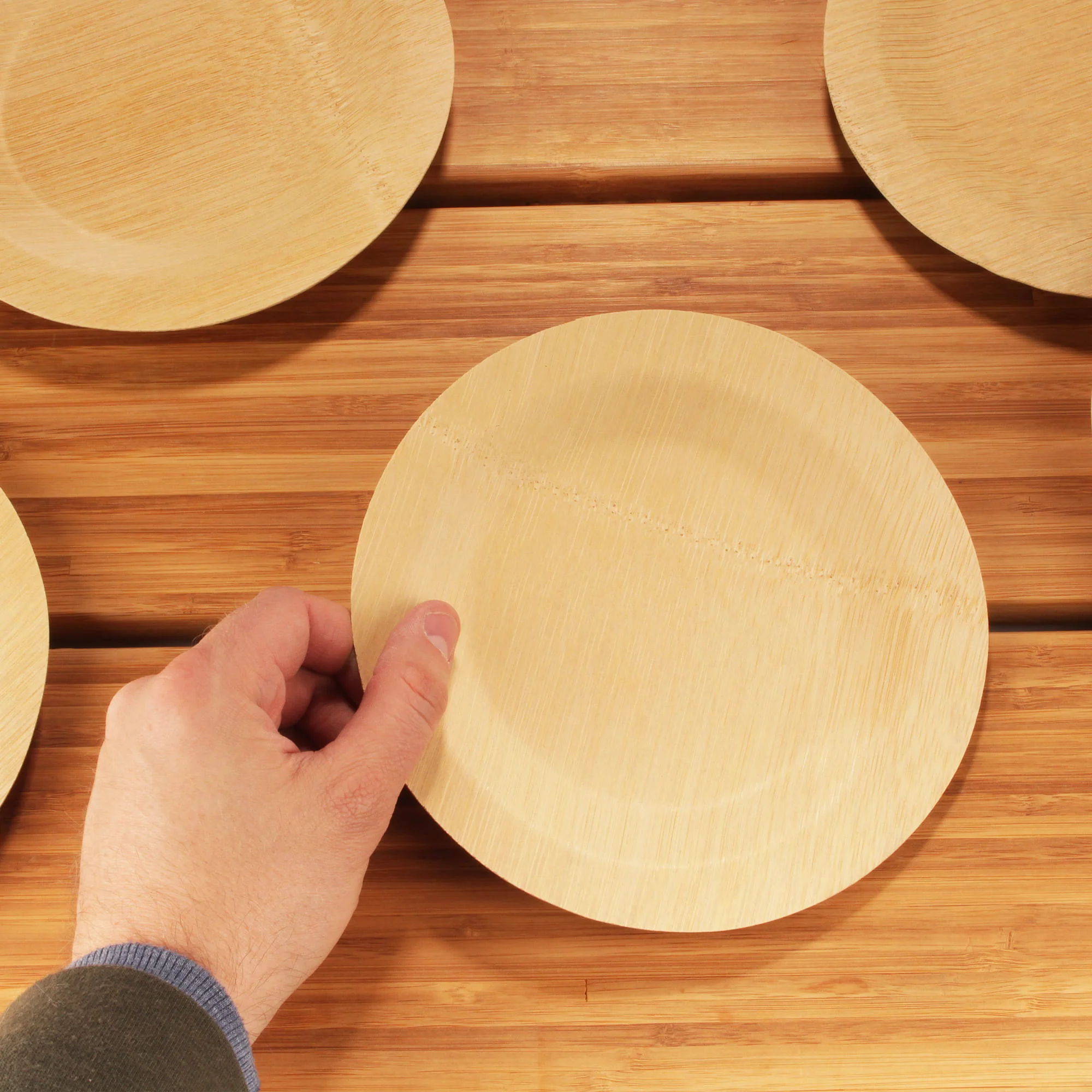 Disposable Round Bamboo Veneer Plates - Image 5