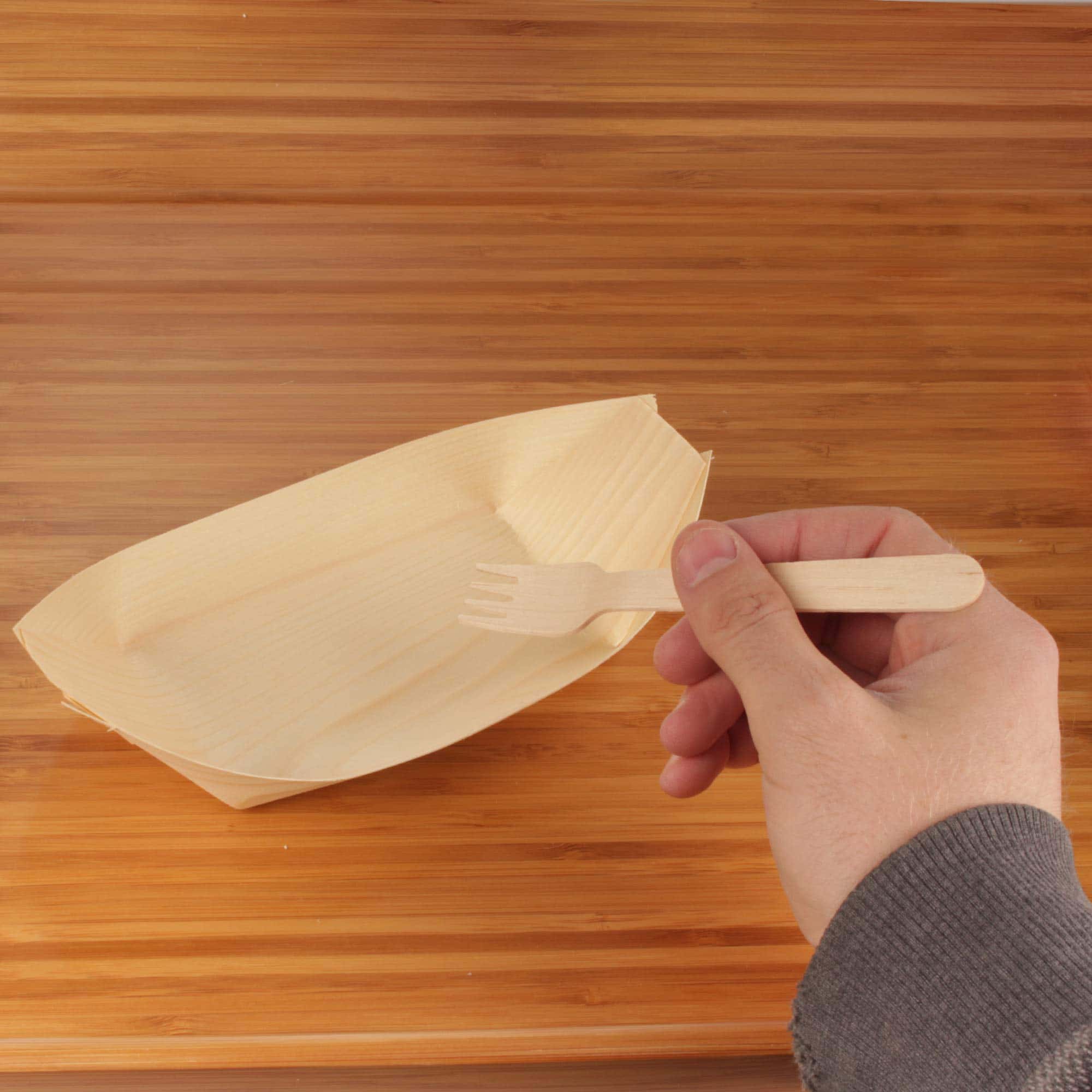 Wood Boat & Mini Fork Dinnerware Set - Image 6