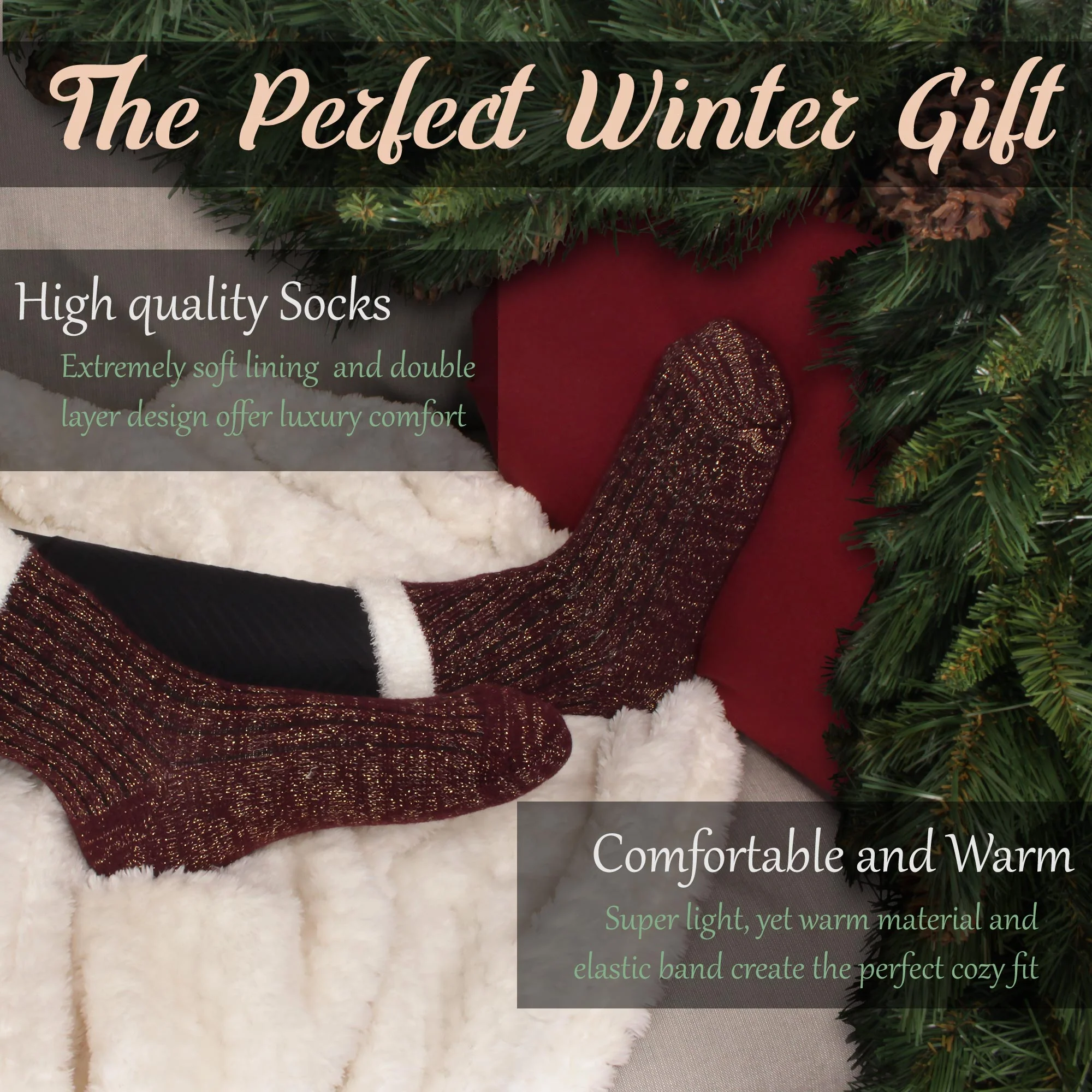 Women's Double Layer Socks - 2 Pairs - Image 13