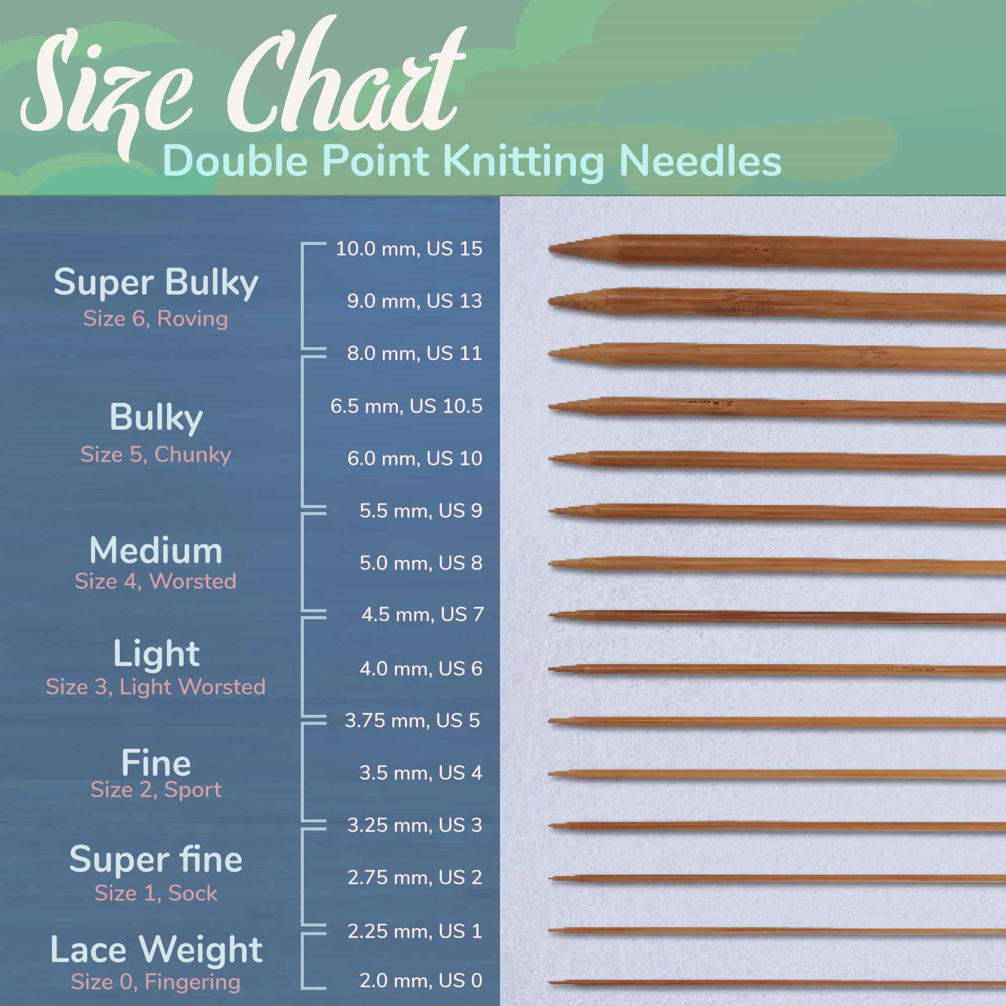 Double Point Bamboo Knitting Needle 3 Length Sets - Image 4