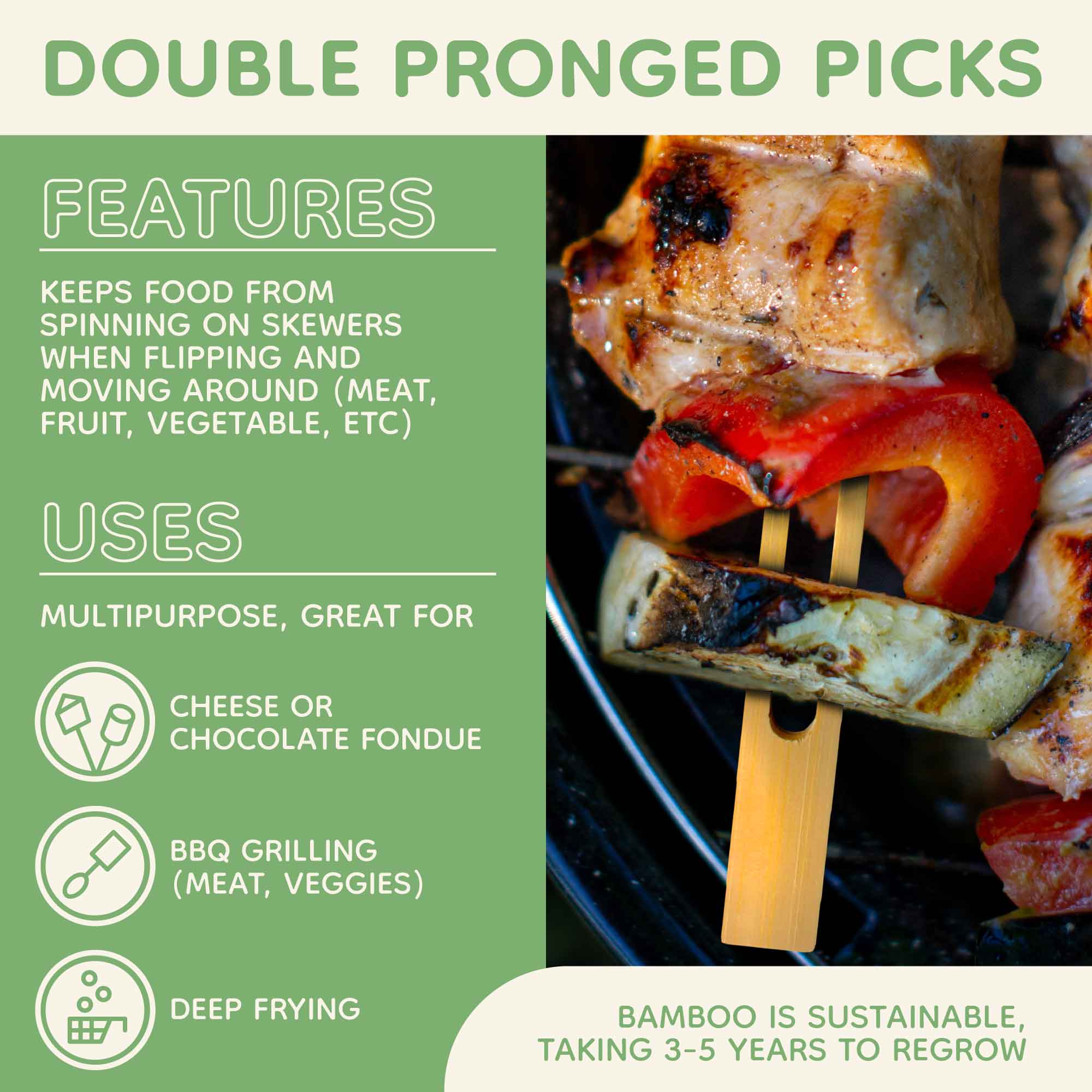 Double-Prong Bamboo Skewer - Image 4