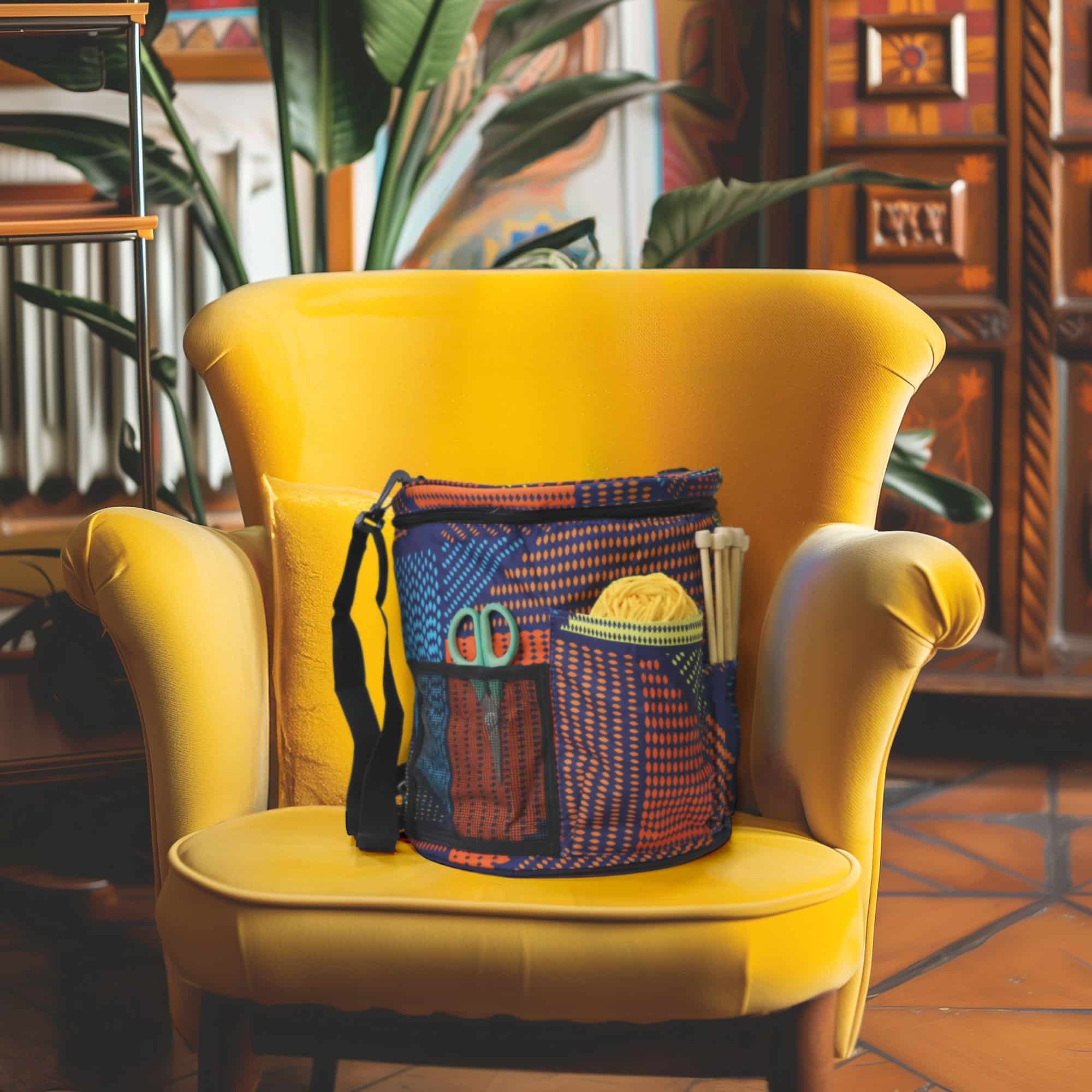 Cylindrical Fabric Yarn Storage Tote - Image 2
