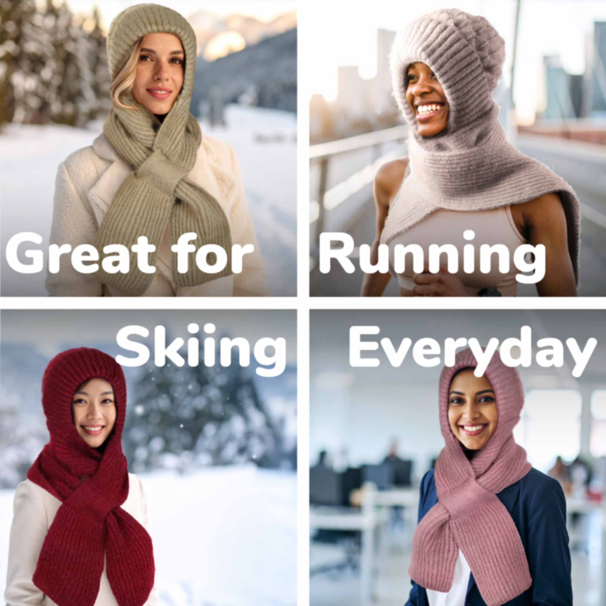 Women's Frosted Bloom Hooded Scarf with Fleece-Lined Hood - Image 2