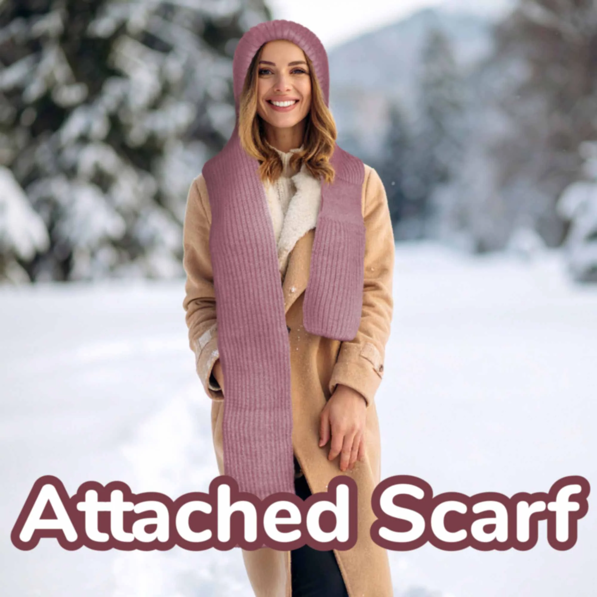Women's Frosted Bloom Hooded Scarf with Fleece-Lined Hood - Image 6
