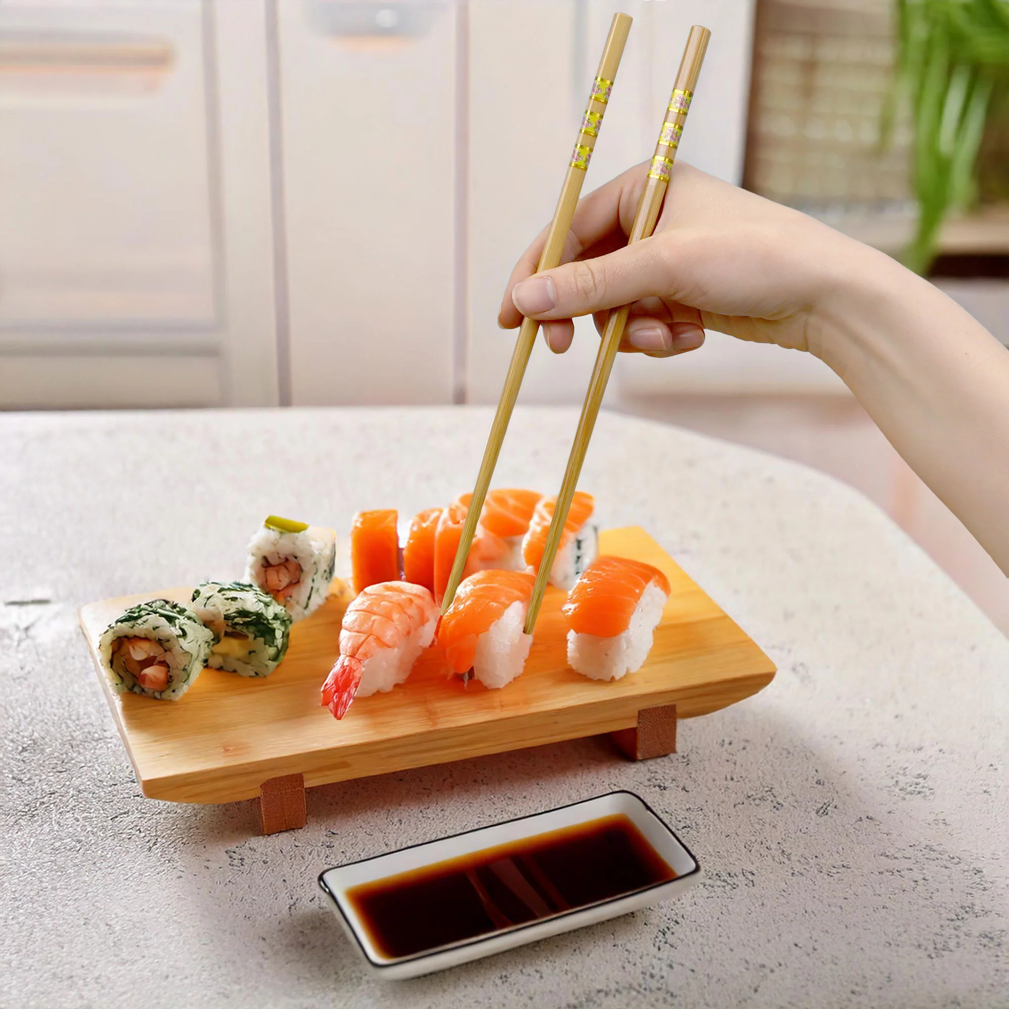 Floral Print with Gold Stripes Chopsticks - Image 7