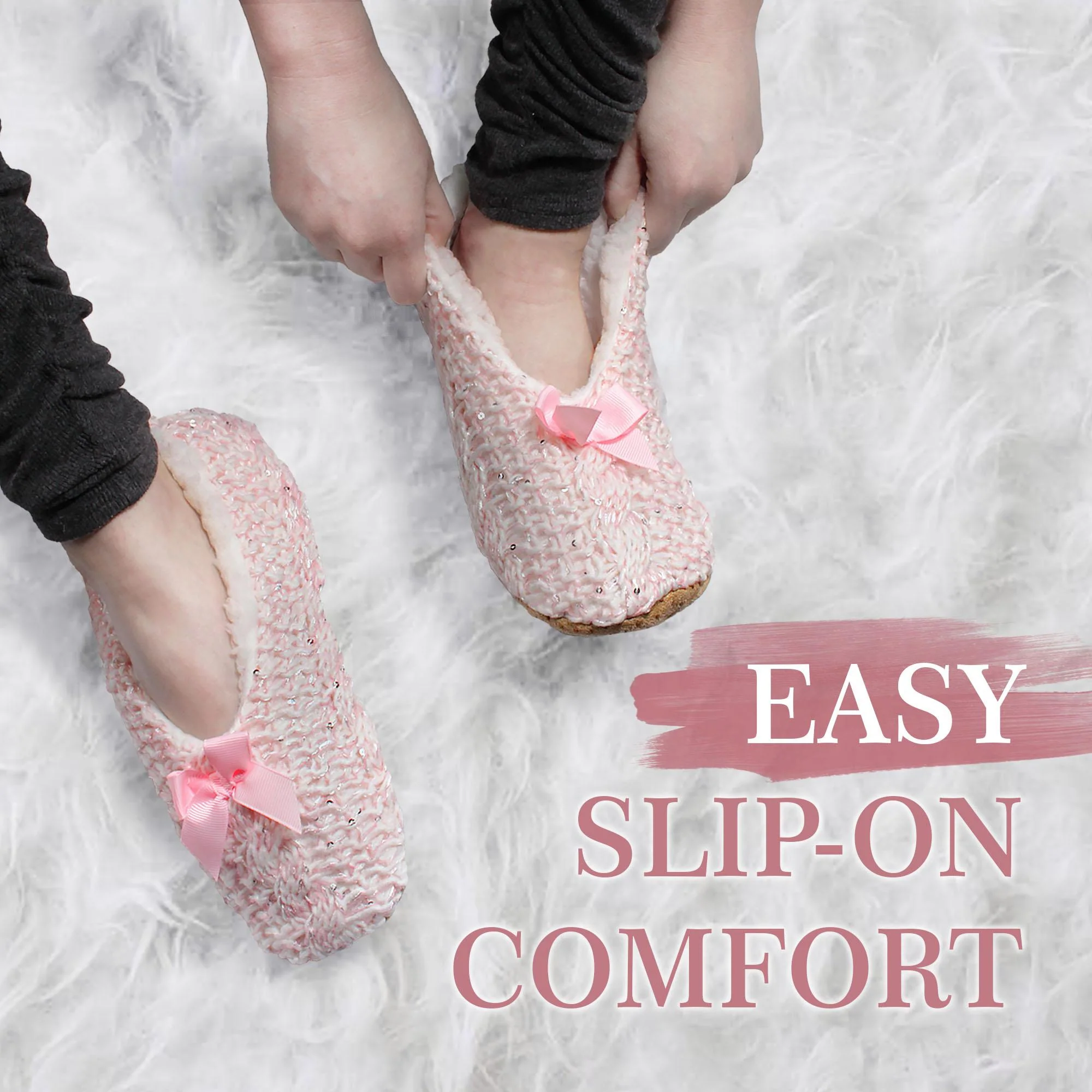 Women's Sequin Non-Slip Lined Furry Slippers: 1 Pair - Image 4