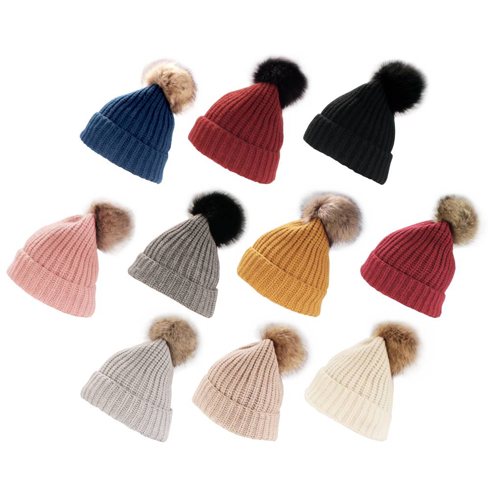 Women's Knitted Pom Pom Slouchy Beanie - Image 2
