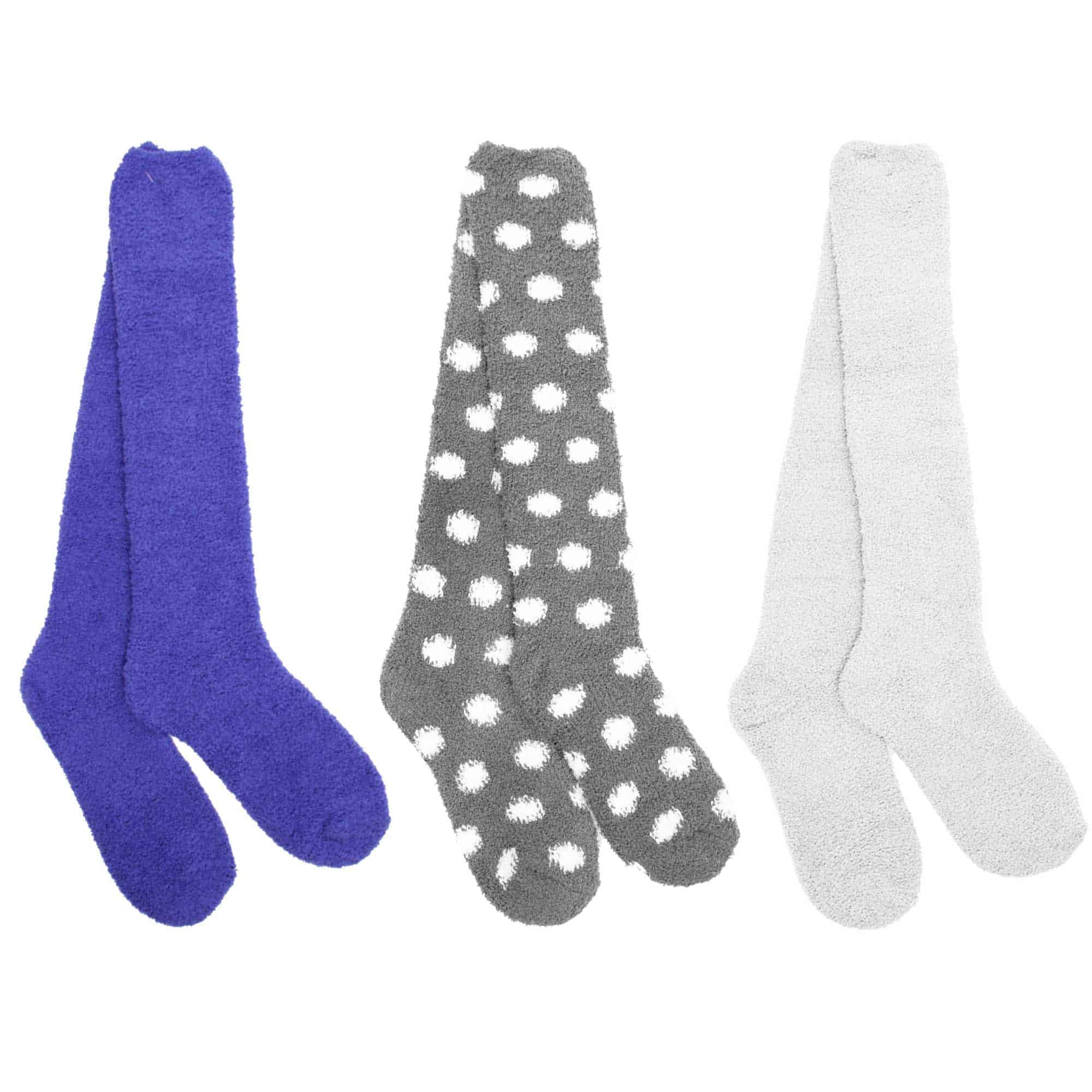 Women's Fuzzy Patterned Knee High Socks - Image 23