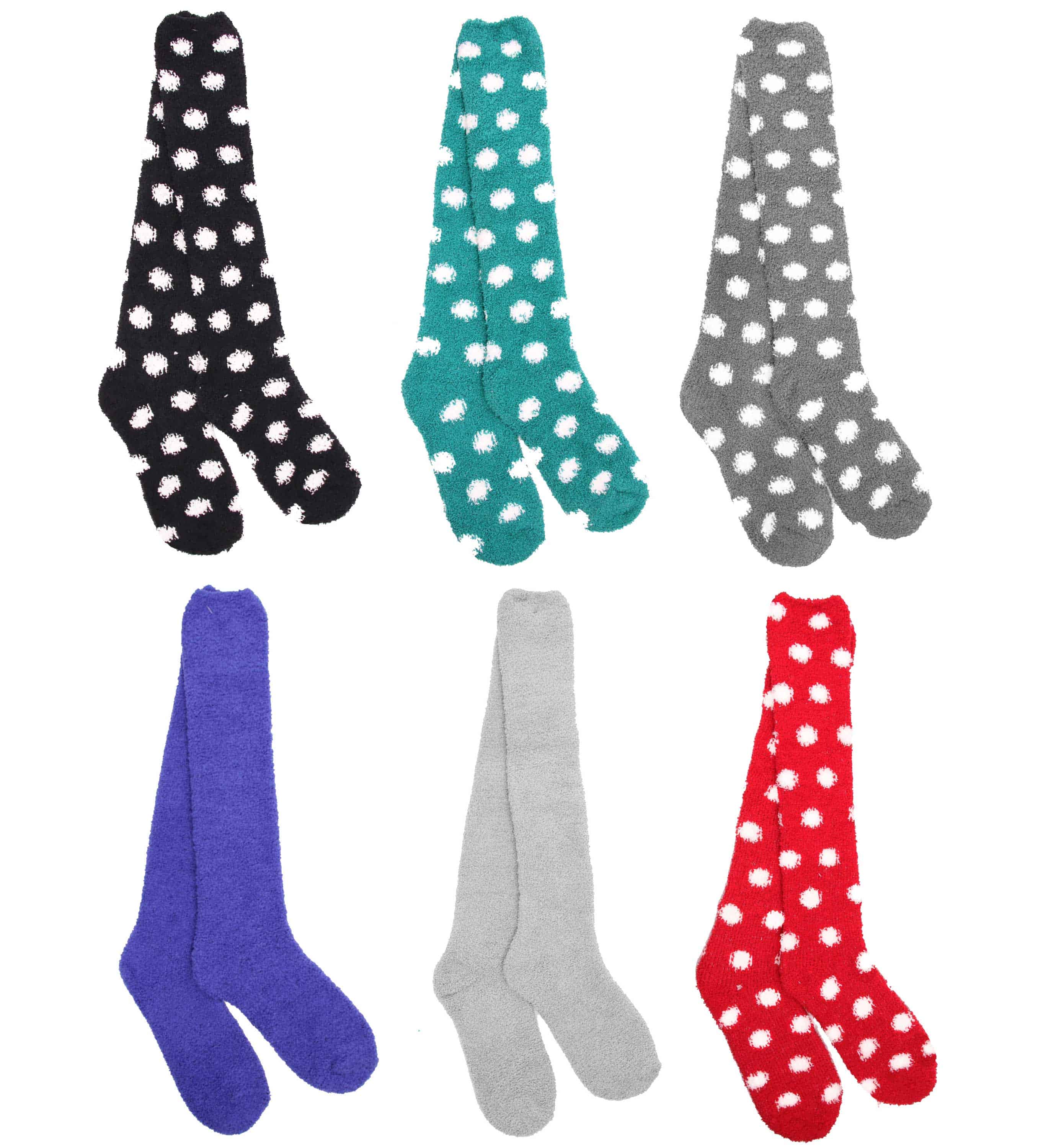 Women's Fuzzy Patterned Knee High Socks - Image 31