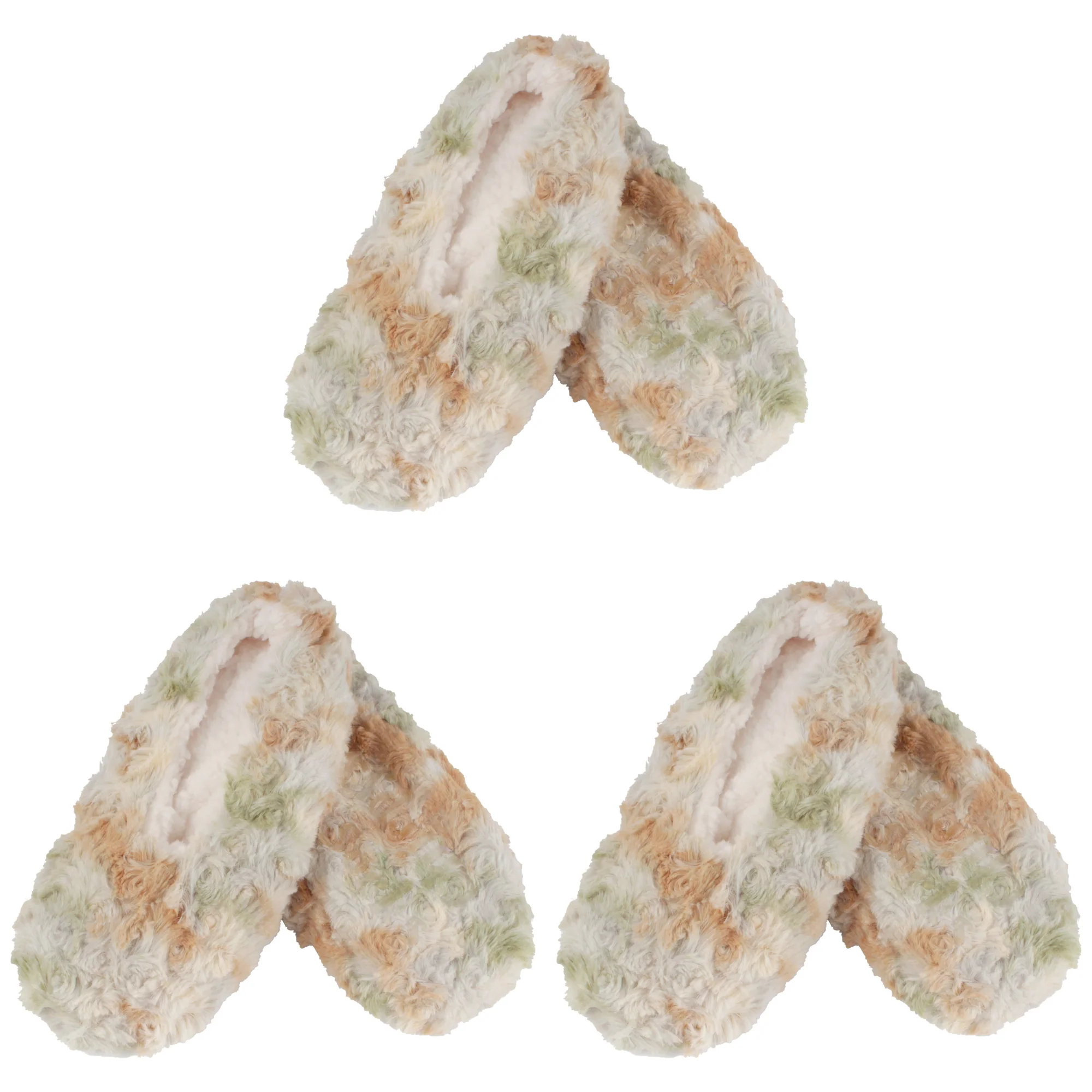 Women's Multicolor Fuzzy Slippers: 3 Pairs - Image 14